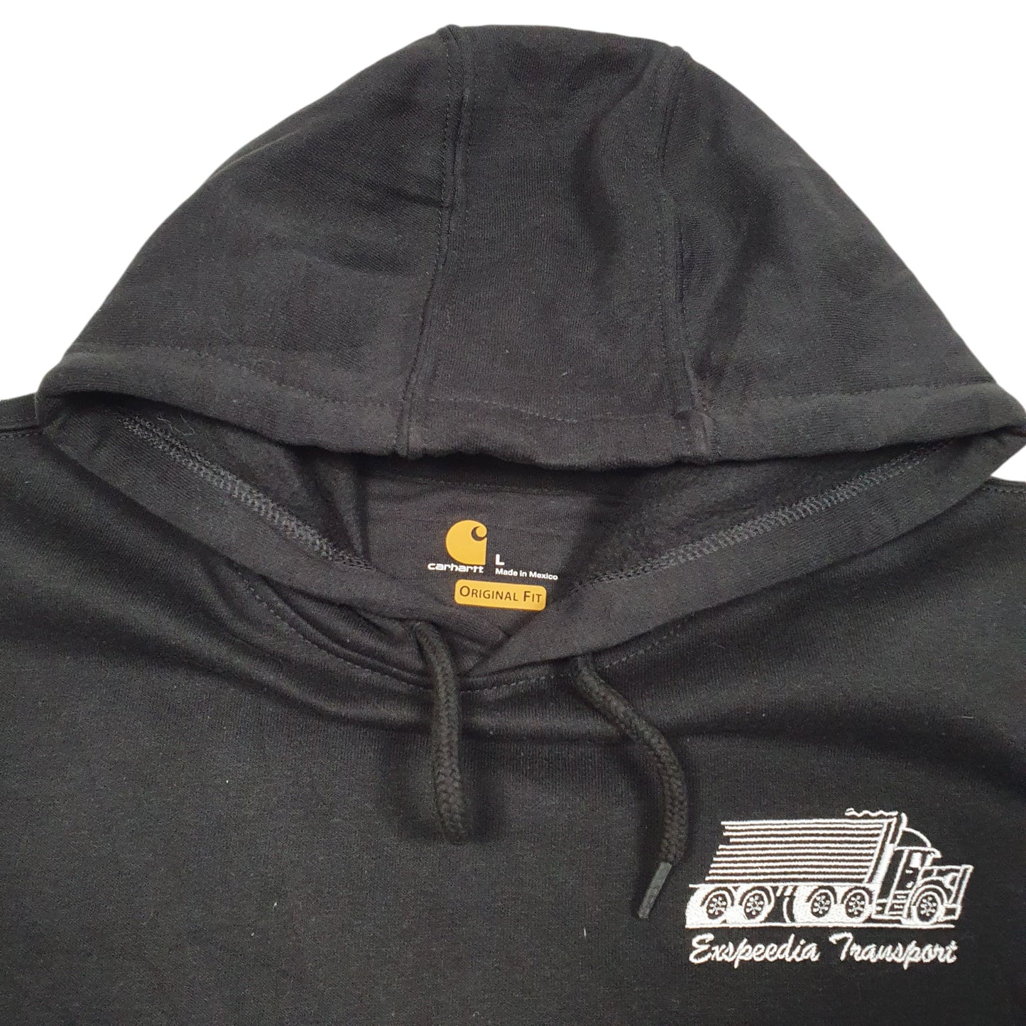 Mens Black Carhartt Workwear Expeedia Transport Trucking USA Hoodie Jumper