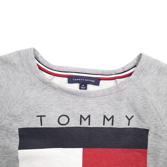 Womens Grey Tommy Hilfiger Spellout Crewneck Jumper