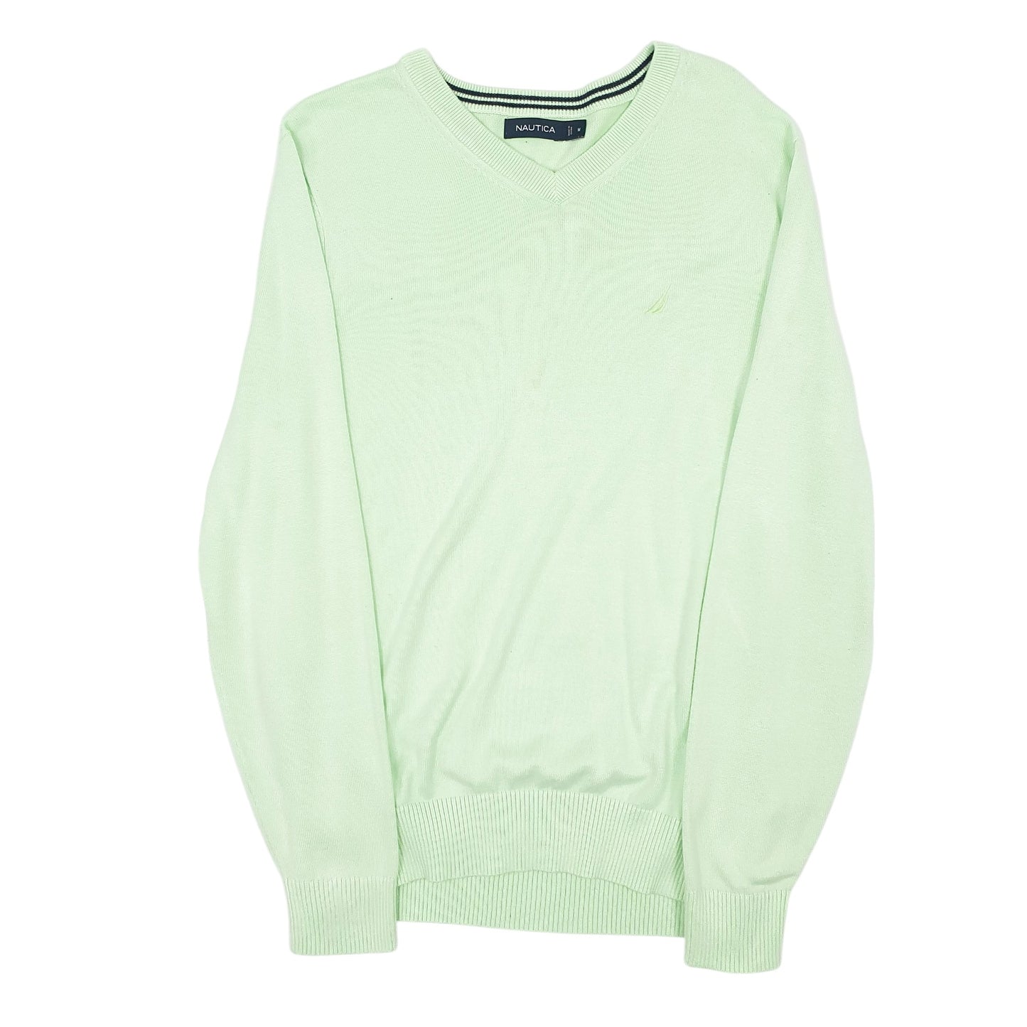 Mens Green Nautica Knitwear V Neck Jumper