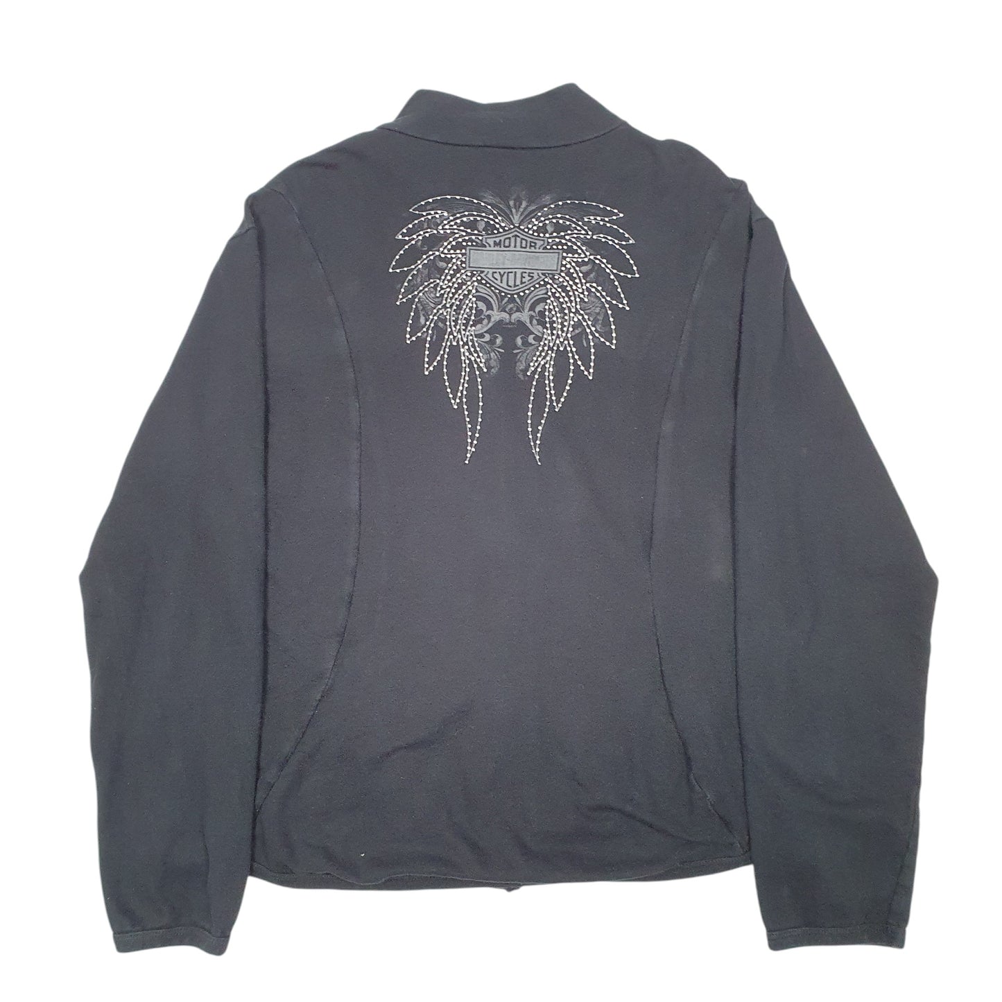 Womens Black Harley Davidson Smoky Mountain Motorcycles Biker Maryville USA Full Zip Jumper