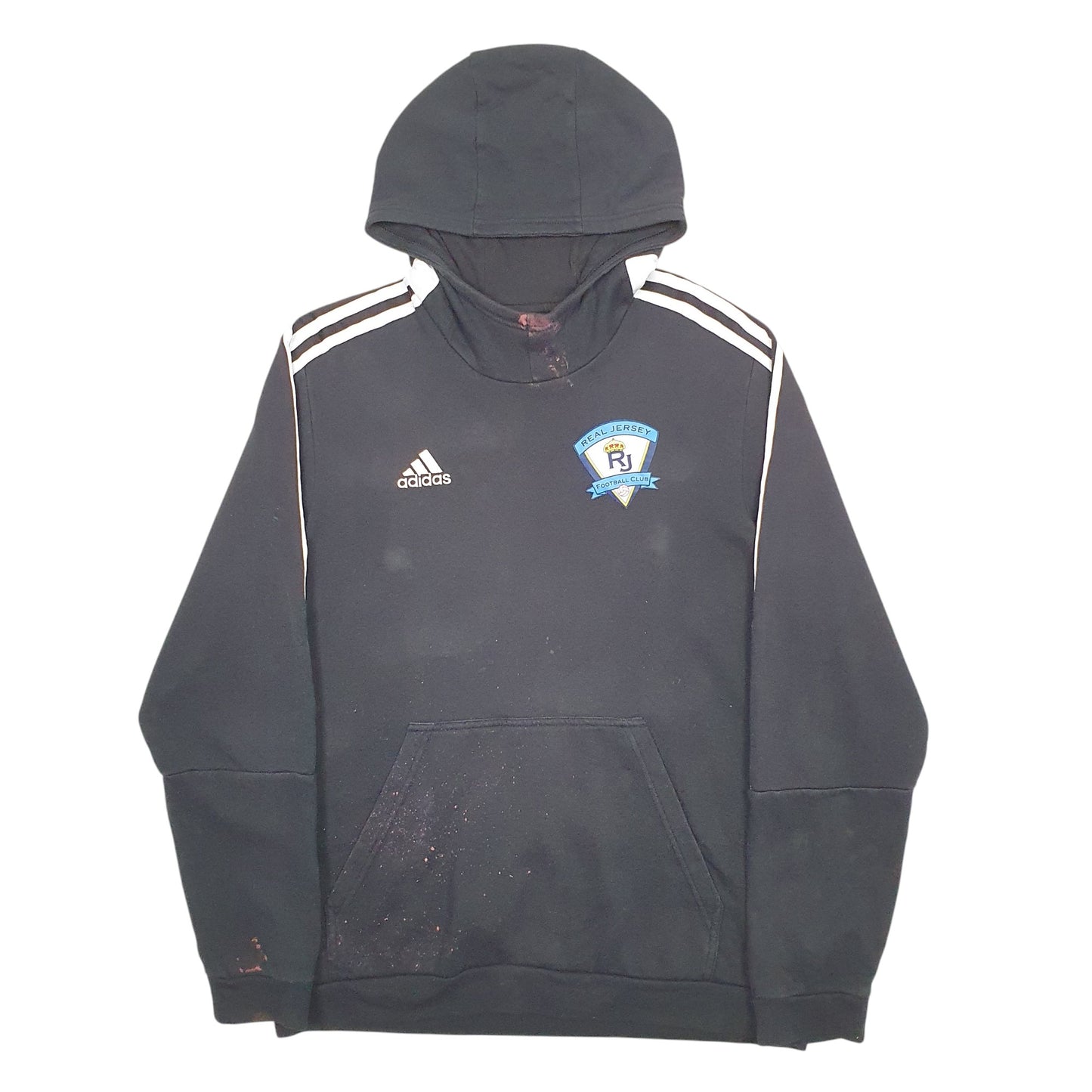 Mens Black Adidas Real Jersey Football Hoodie Jumper