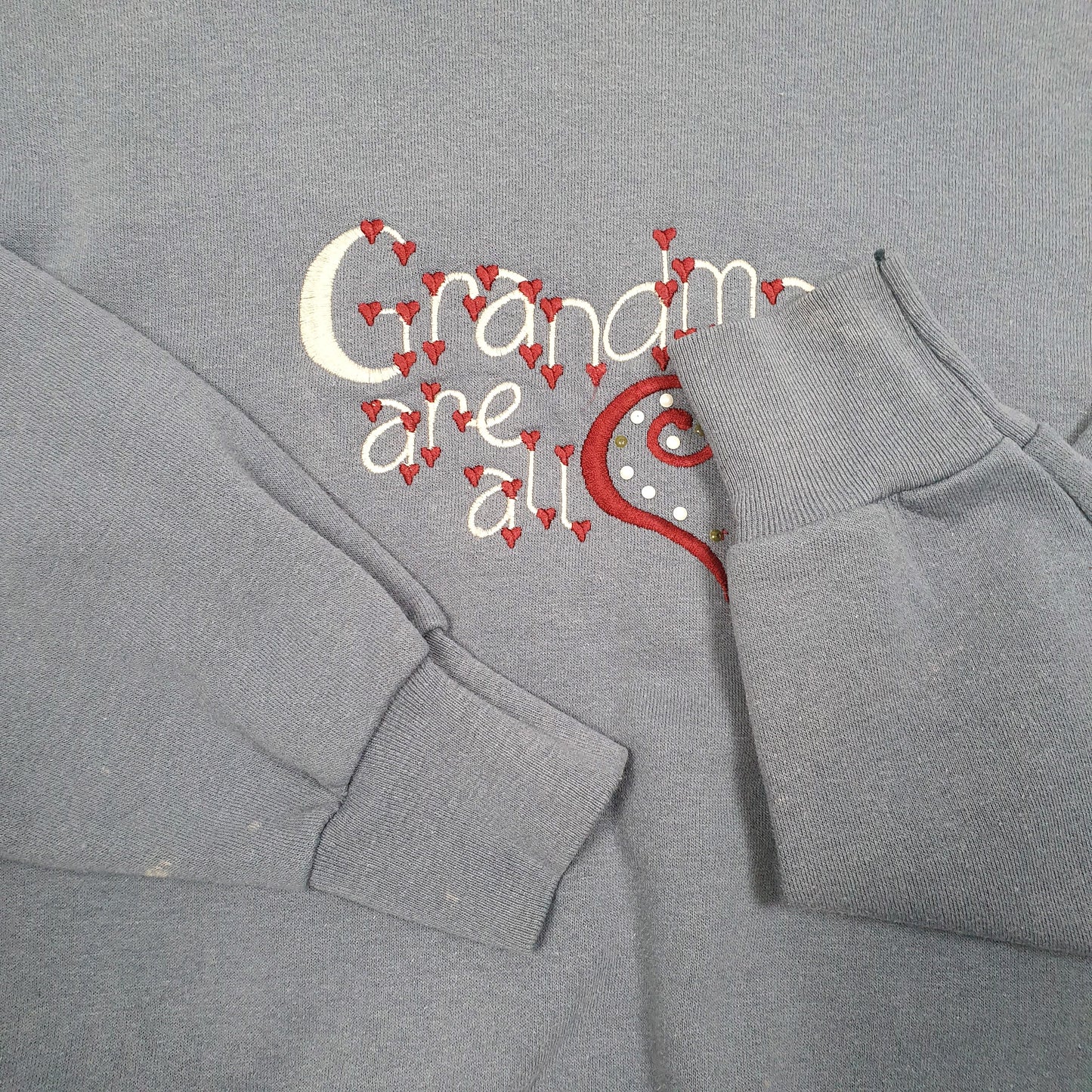 Mens Grey MC Sportswear Grandma Love Retro Heart 90s Crewneck Jumper