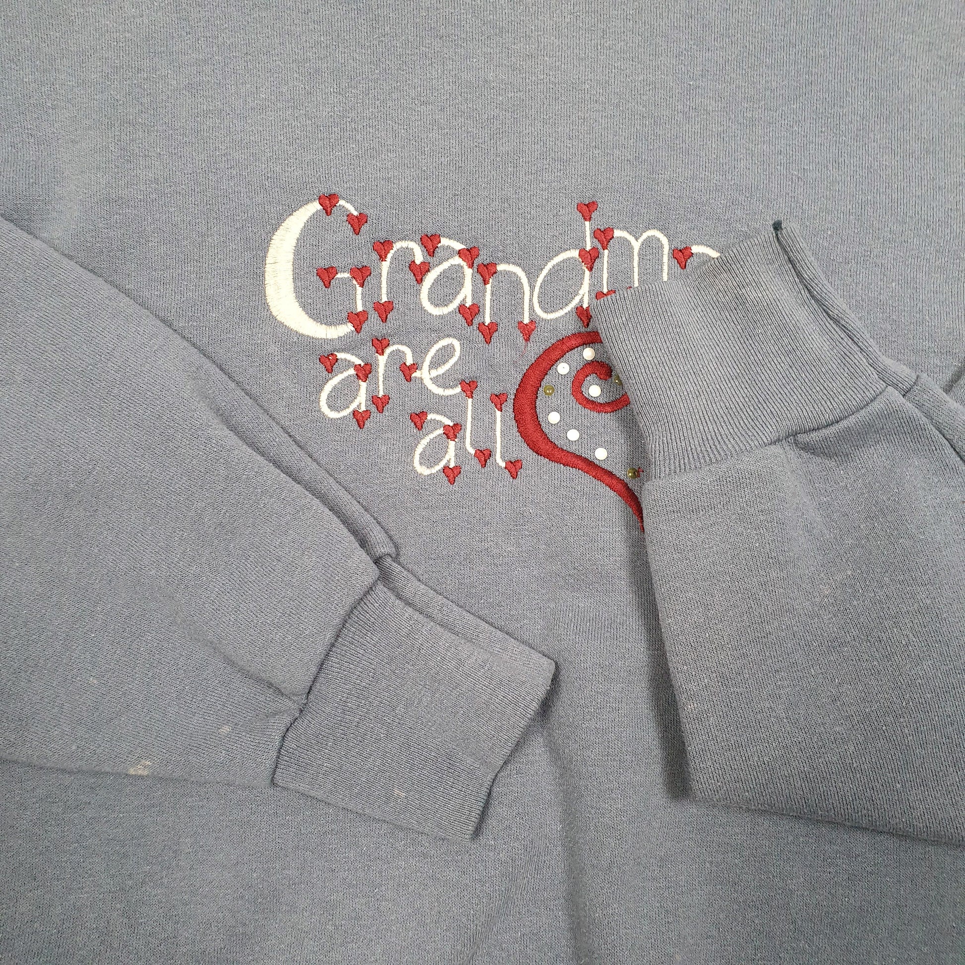 Mens Grey MC Sportswear Grandma Love Retro Heart 90s Crewneck Jumper