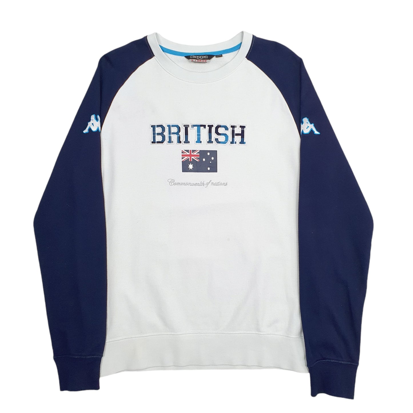 Mens White Kappa British Spellout Crewneck Jumper