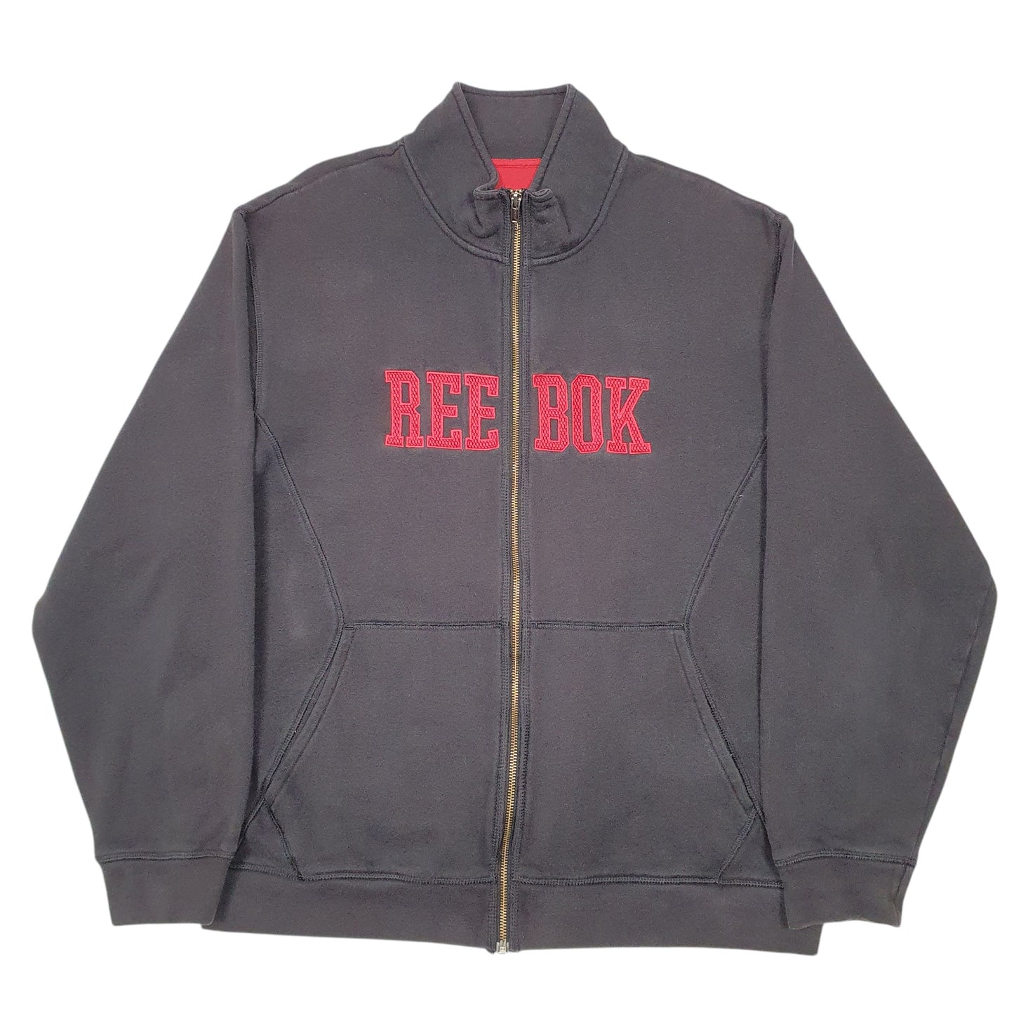 Mens Black Reebok Spellout Full Zip Jumper