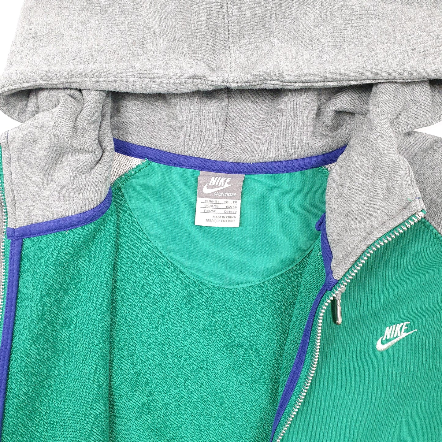 Womens Green Nike Vintage 2000s Hoodie Full Zip Jumper