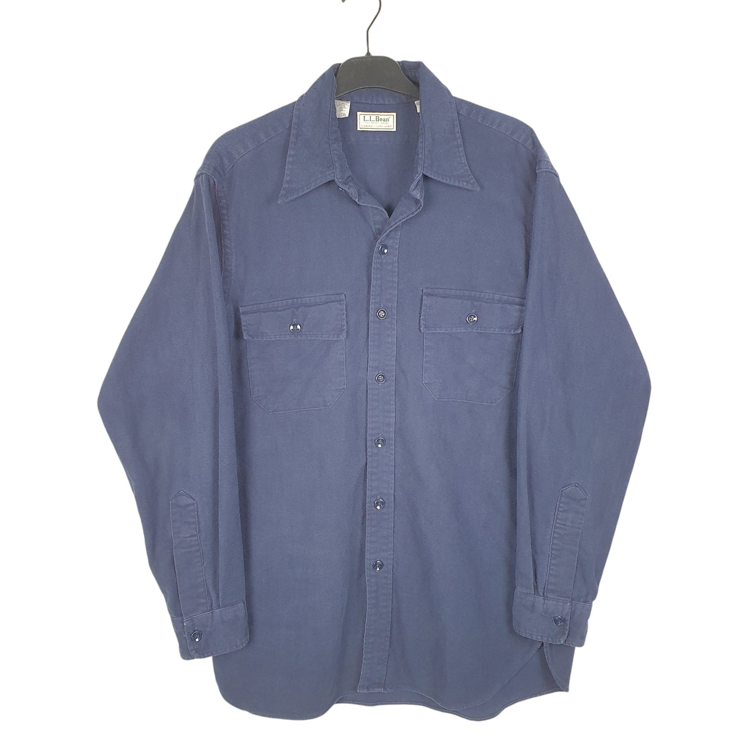 Mens Navy L.L.Bean Chamois Overshirt Shacket Long Sleeve Shirt