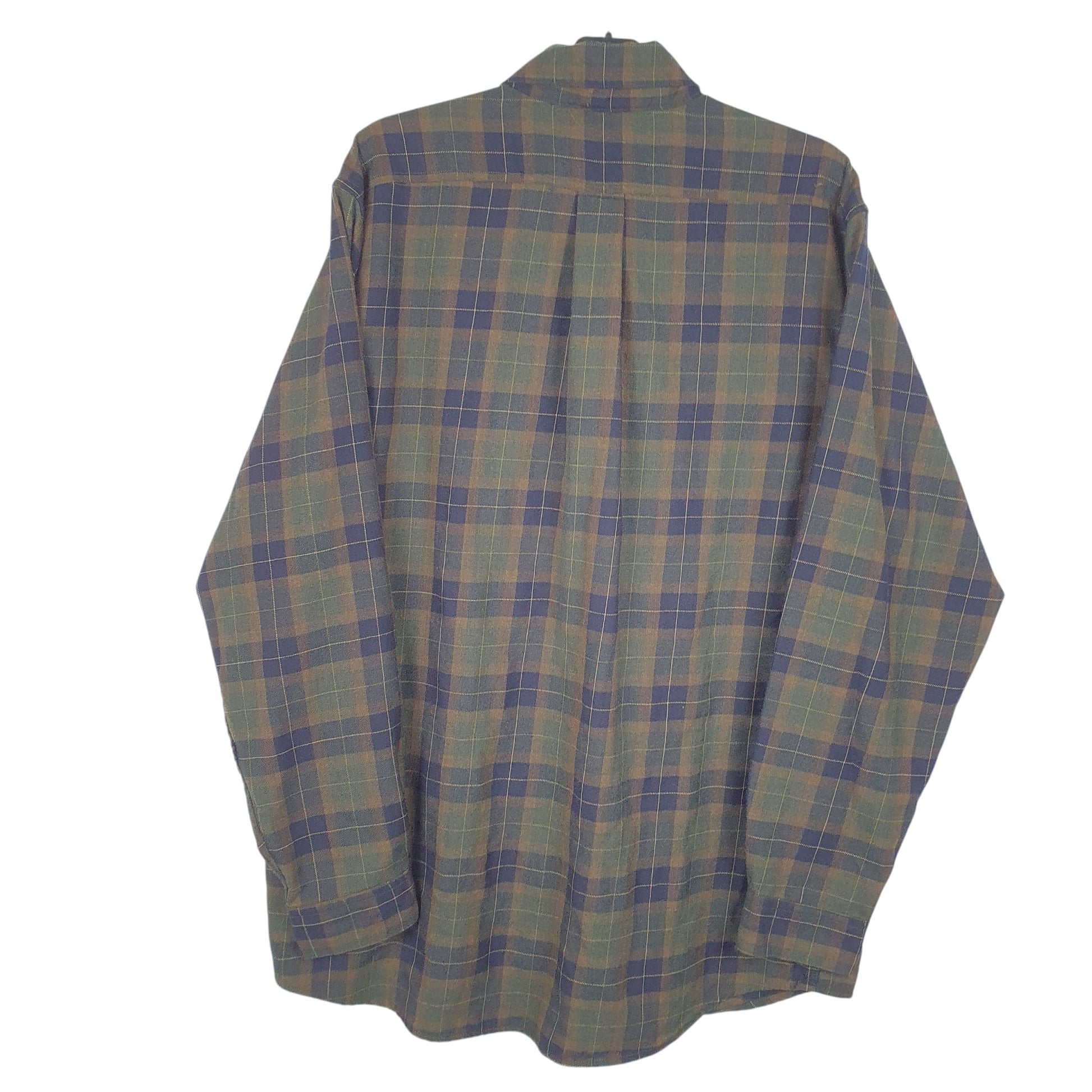 Mens Khaki L.L.Bean Tall Flannel Overshirt Long Sleeve Shirt