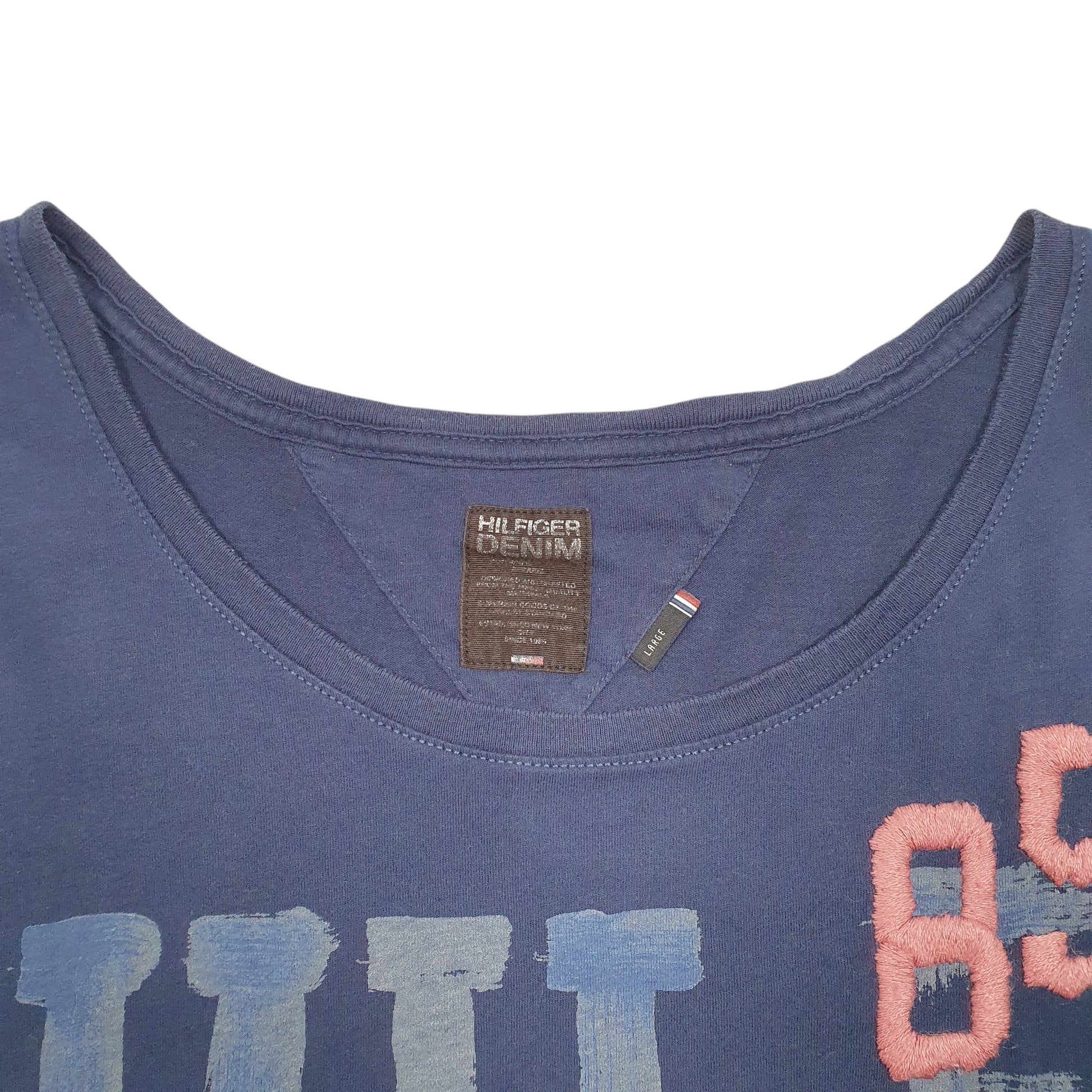 Womens Navy Tommy Hilfiger Denim Spellout 85 Short Sleeve T Shirt