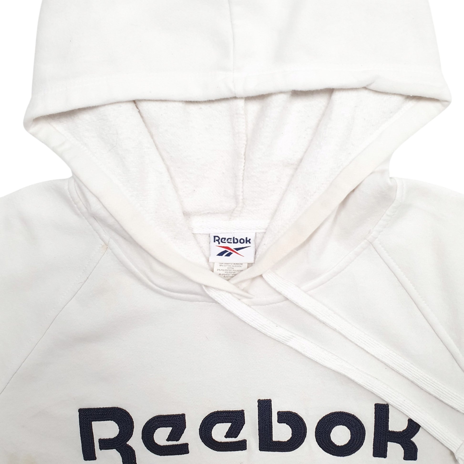 Womens White Reebok Spellout Hoodie Jumper