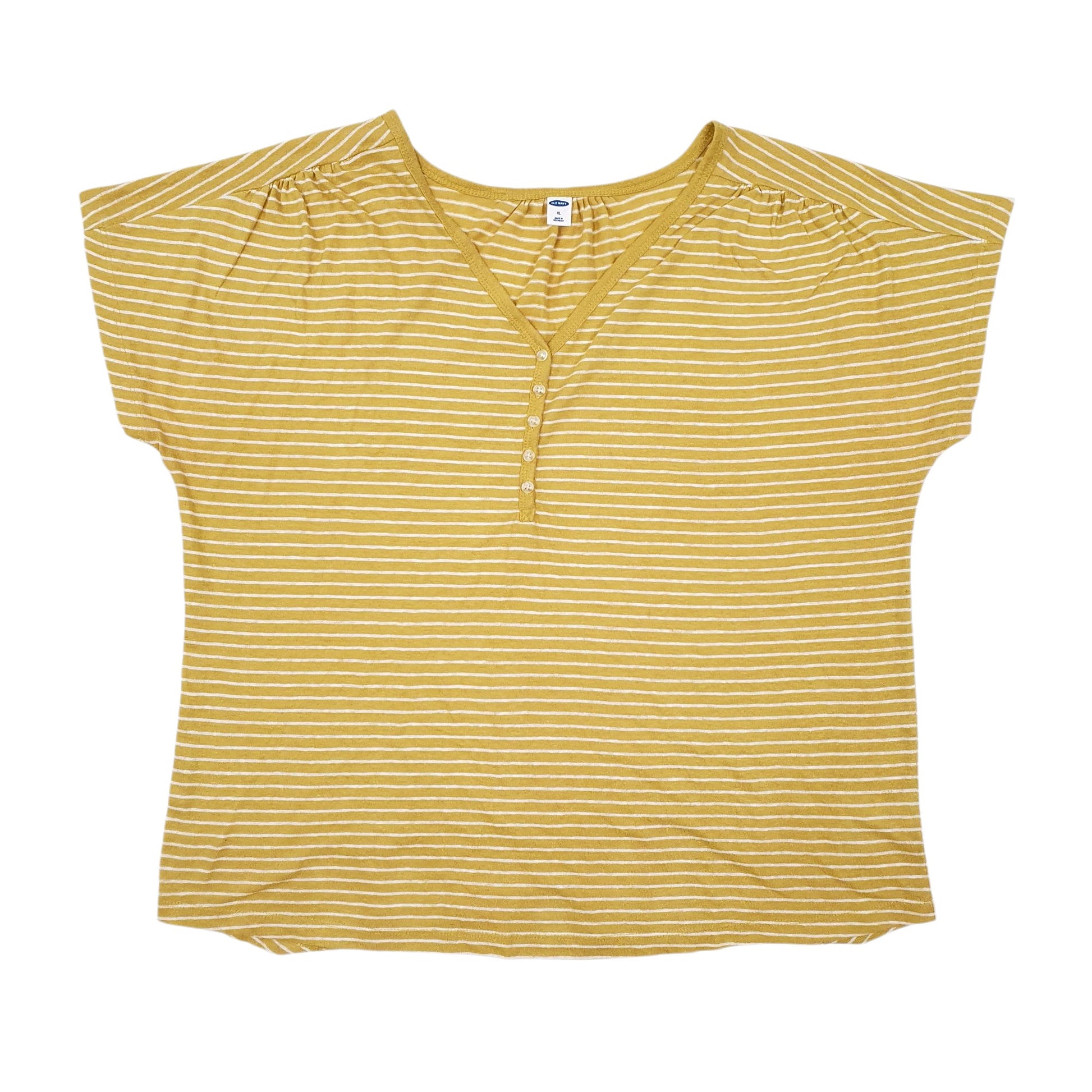 Womens Yellow Old Navy Blouse Short Sleeve T Shirt