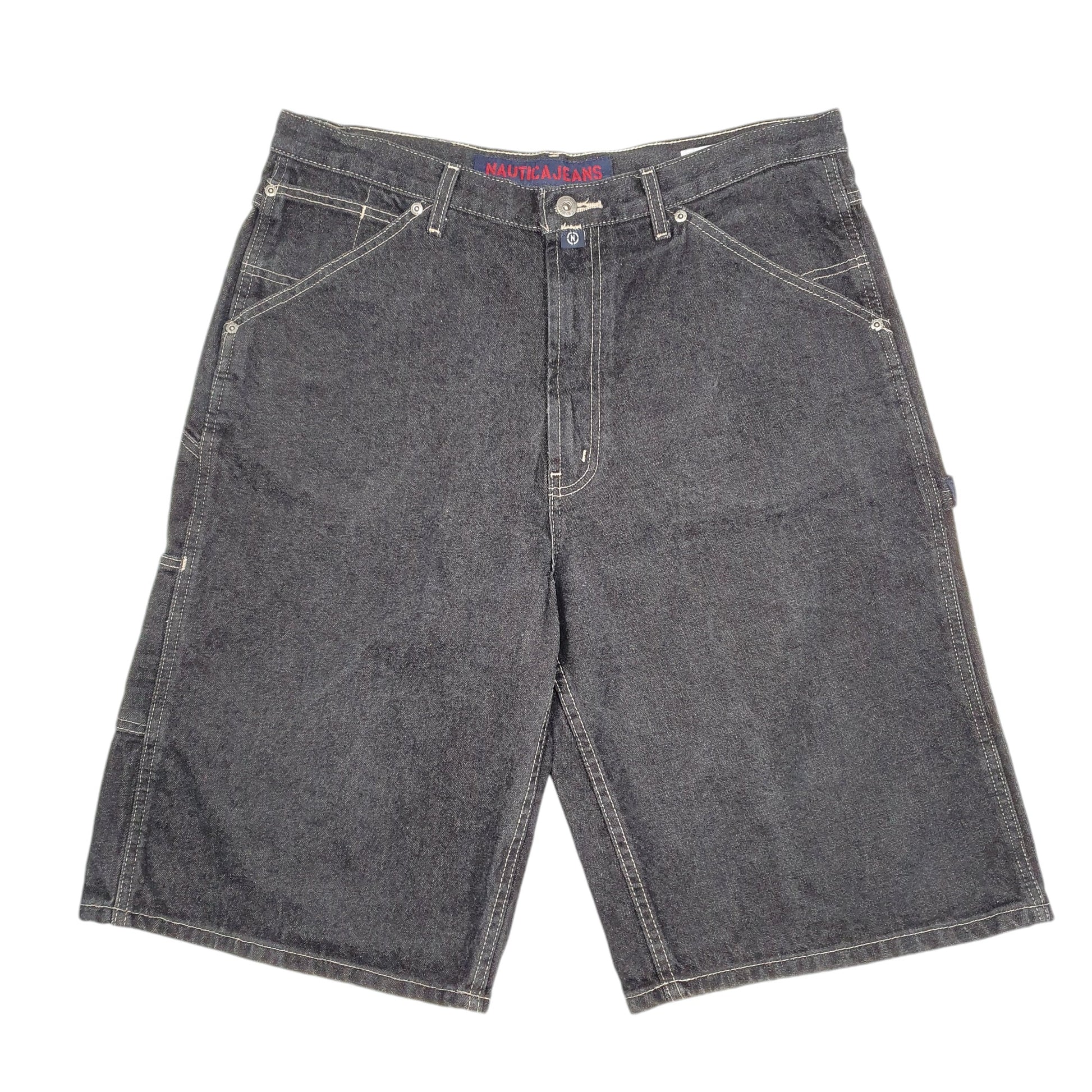 Mens Black Nautica Baggy Jorts Jean Denim Shorts