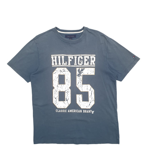 Mens Blue Tommy Hilfiger Spellout Short Sleeve T Shirt