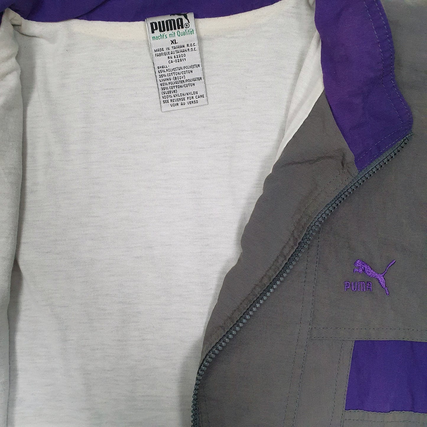 Mens Grey Puma Vintage 80s  Coat