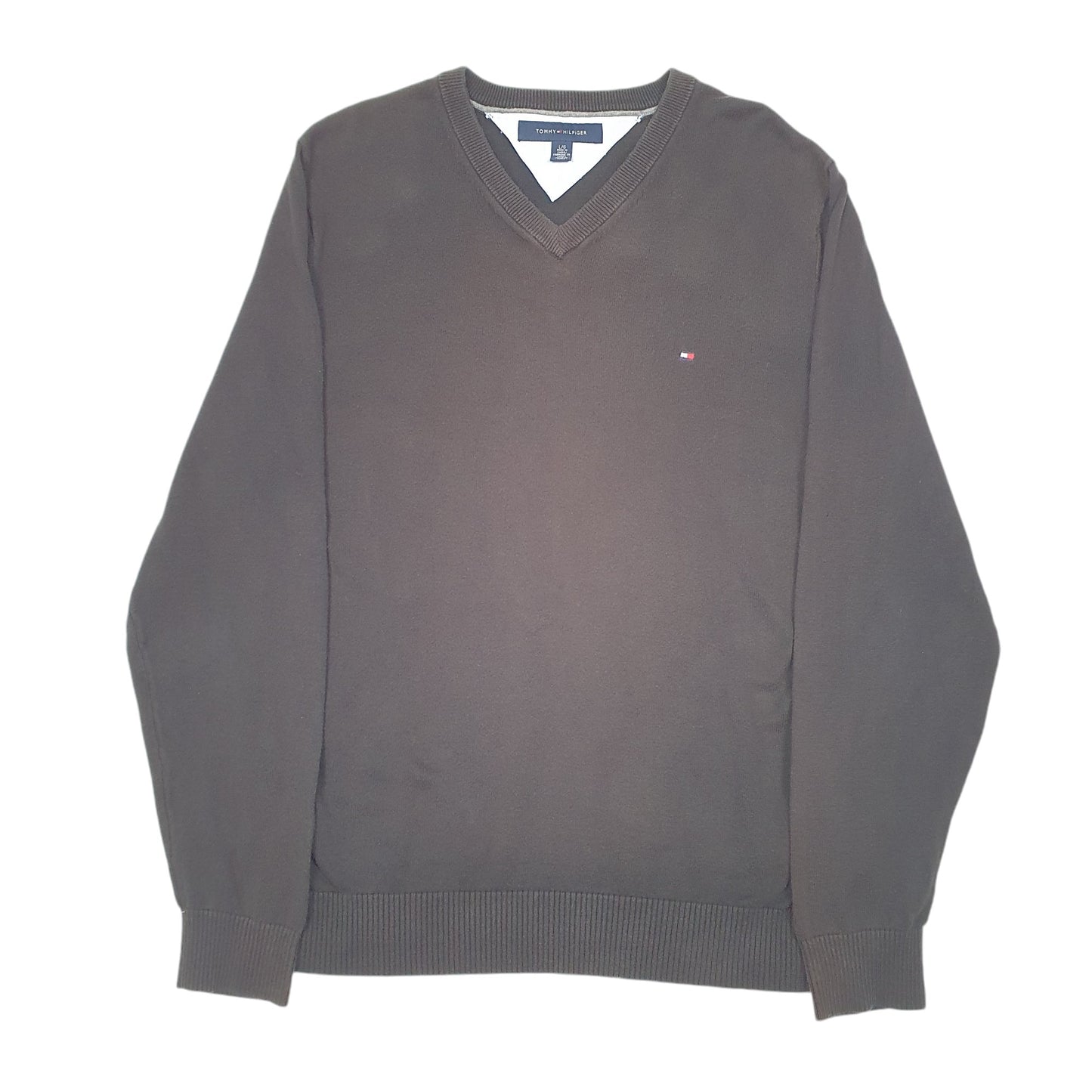 Mens Black Tommy Hilfiger Knit V Neck Jumper