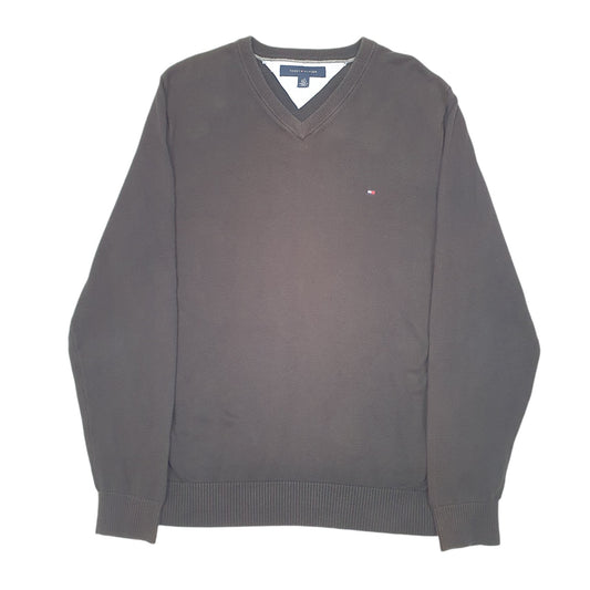 Mens Black Tommy Hilfiger Knit V Neck Jumper