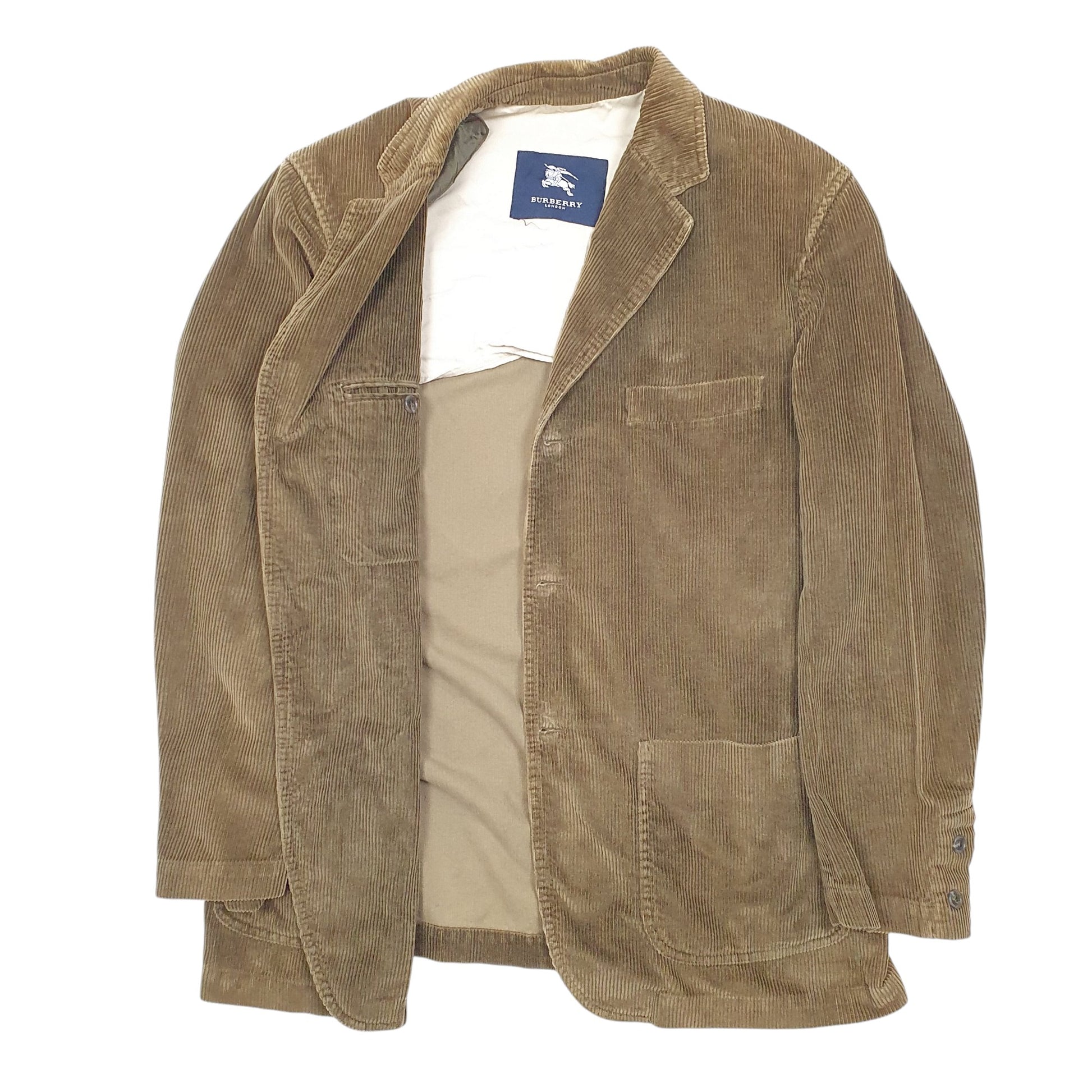 Mens Brown Burberry Forby Corduroy London Full Zip Coat