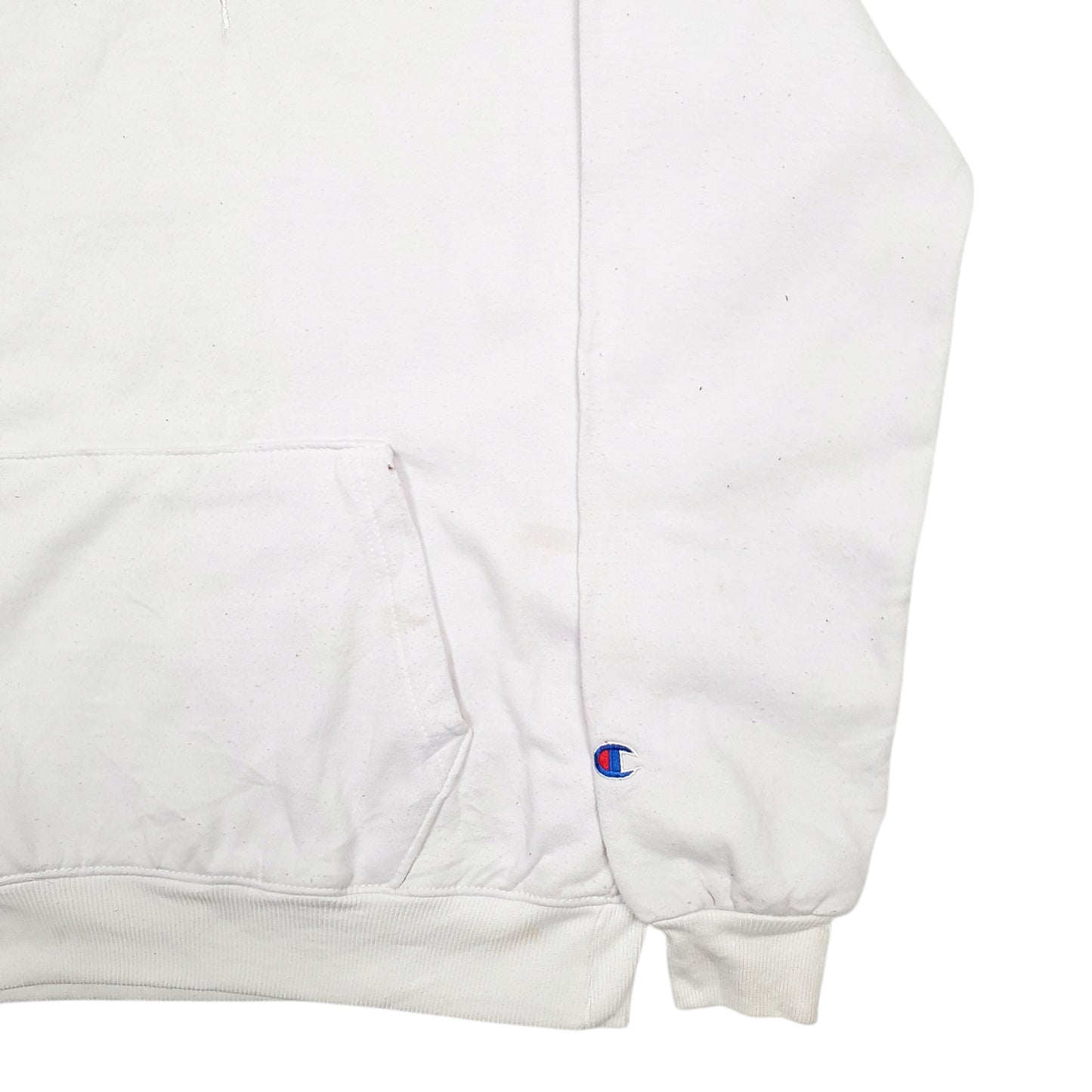 Mens White Champion Spellout Hoodie Jumper