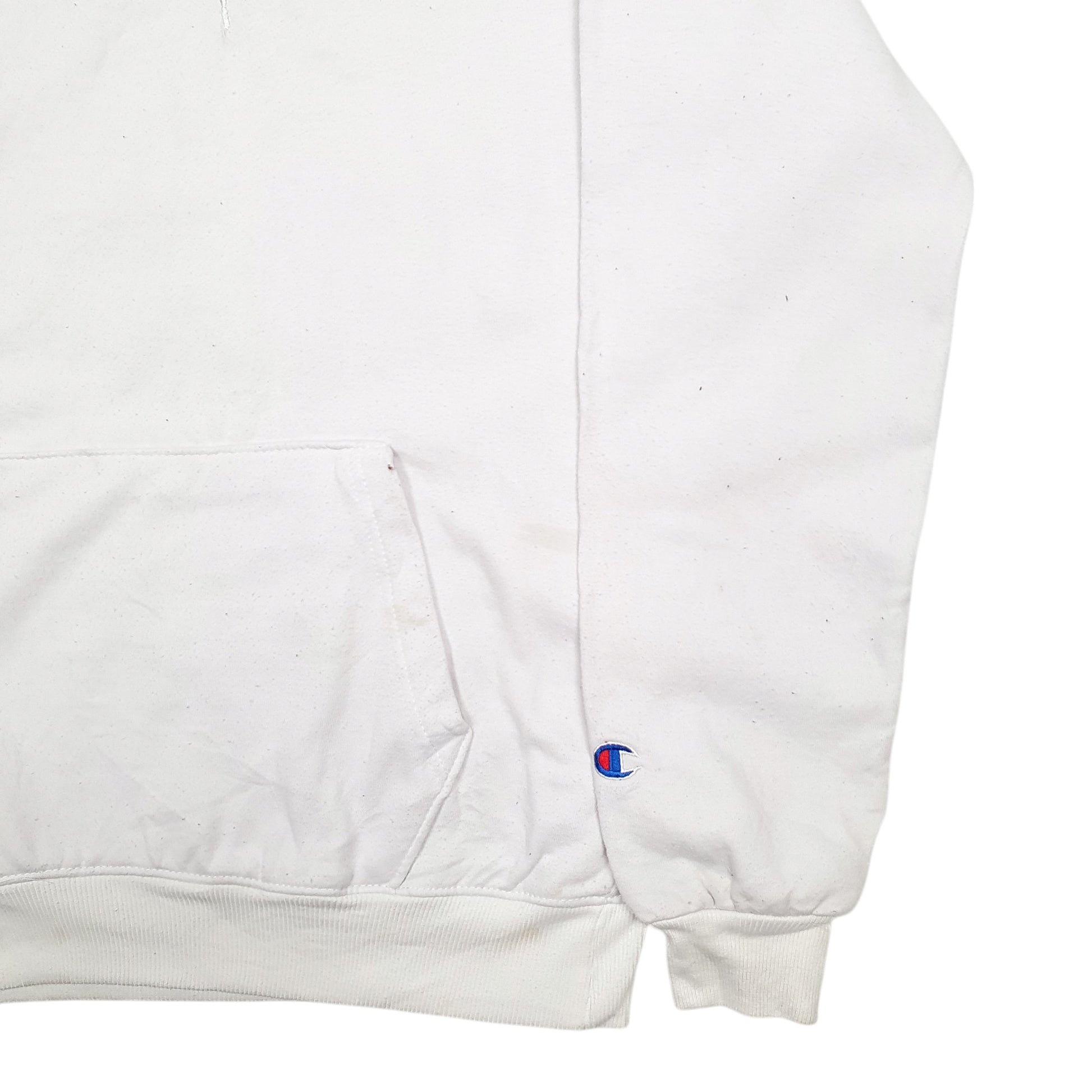 Mens White Champion Spellout Hoodie Jumper