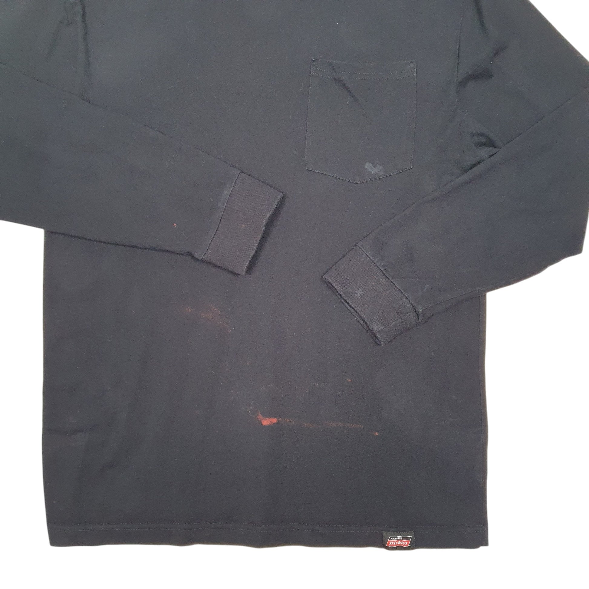 Mens Black Dickies Pocket Workwear Long Sleeve T Shirt