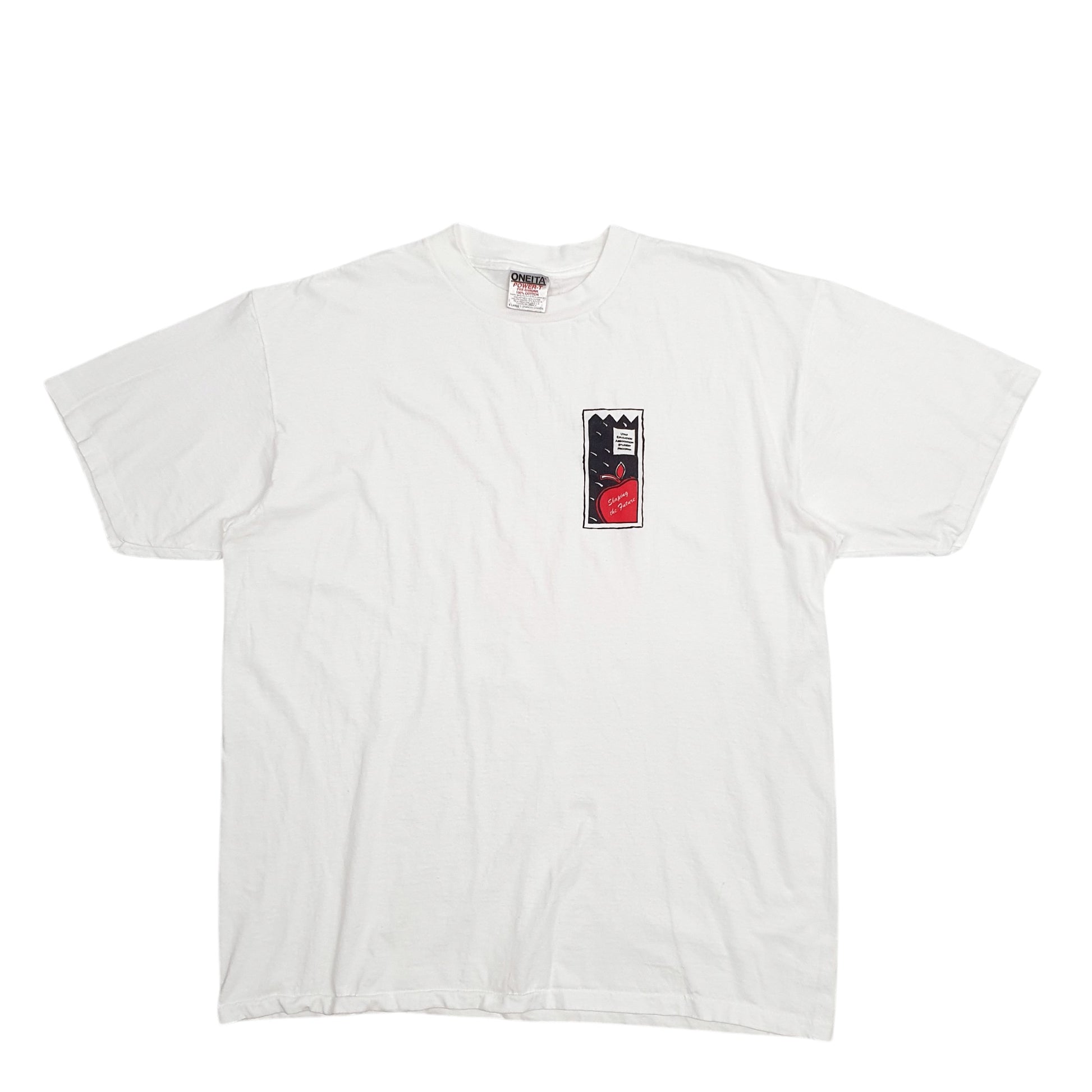 Mens White Oneita Single Stitch Vintage 90s Short Sleeve T Shirt