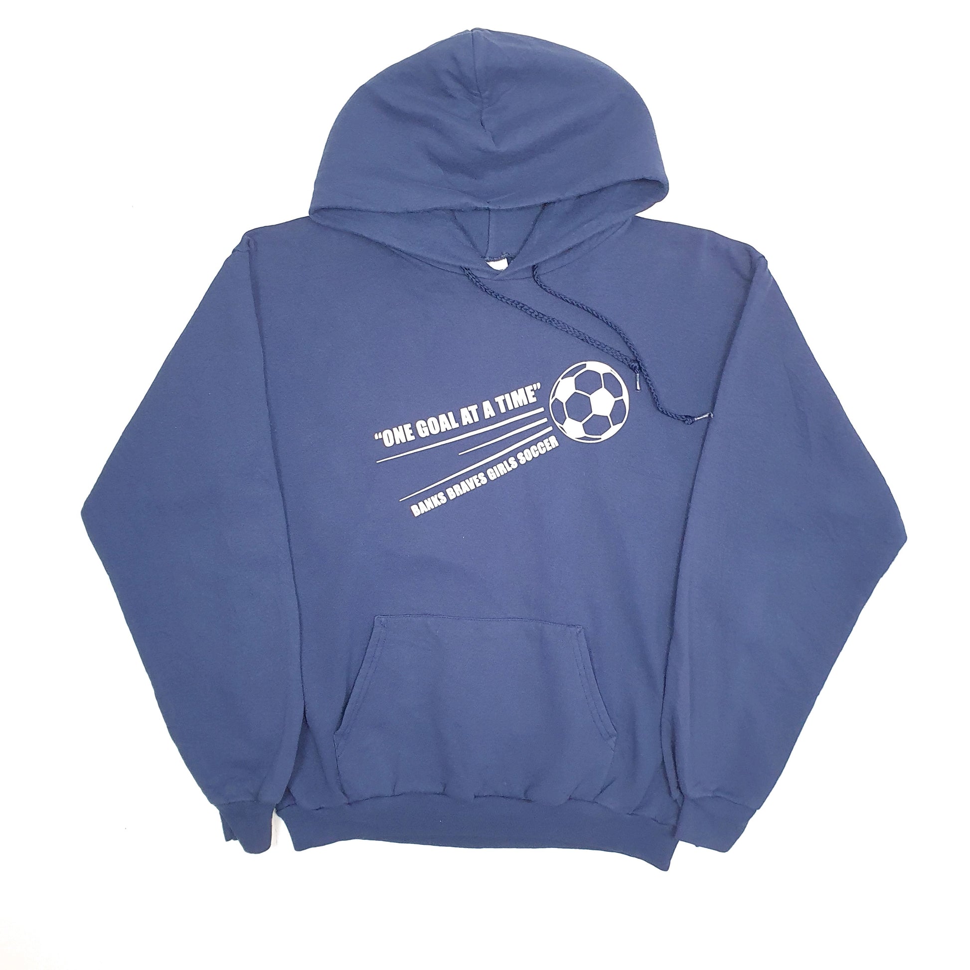 Mens Navy Port & Company Soccer Football Hoodie Jumper