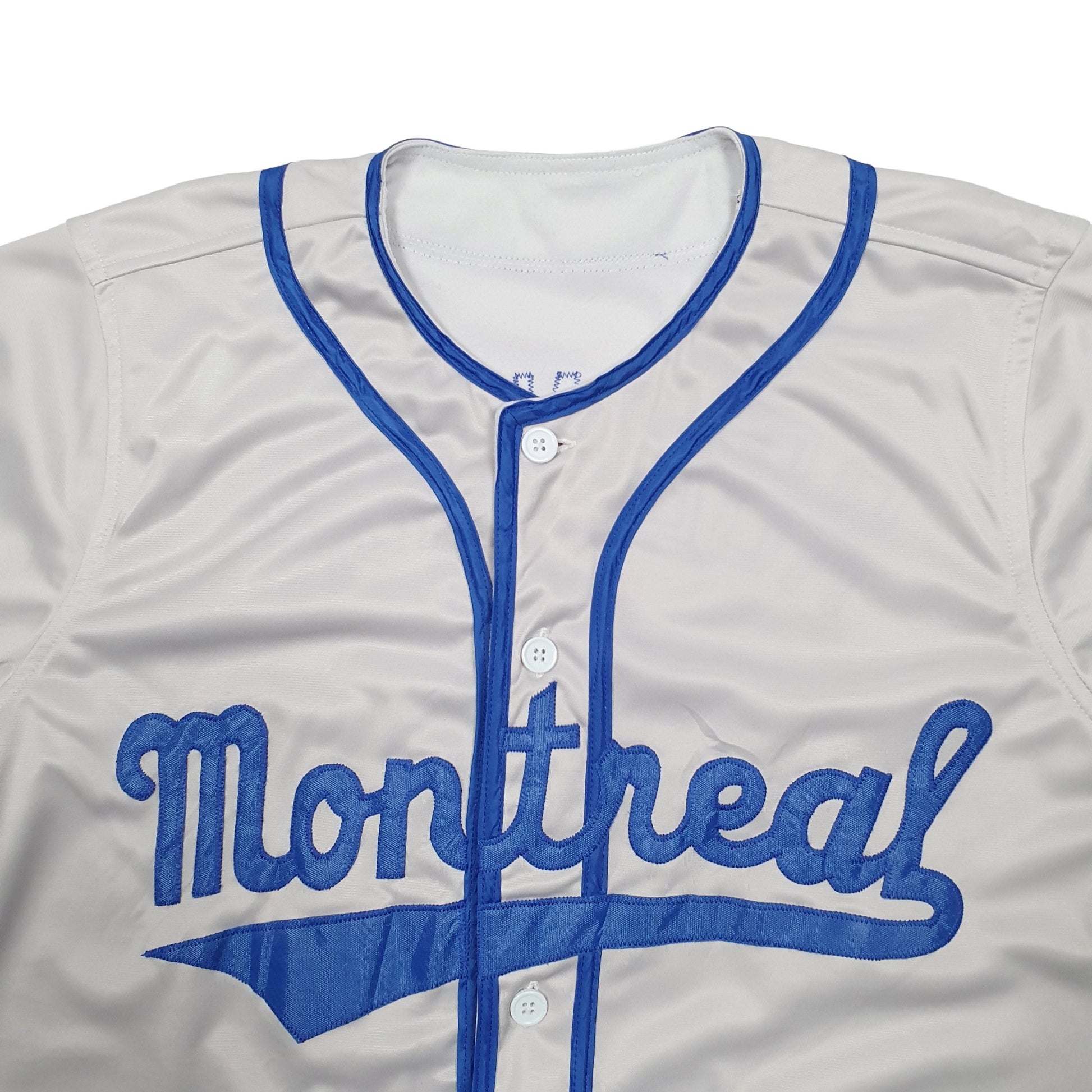 Mens Grey Unbranded MLB Baseball Jersey Montreal Royals Short Sleeve T Shirt