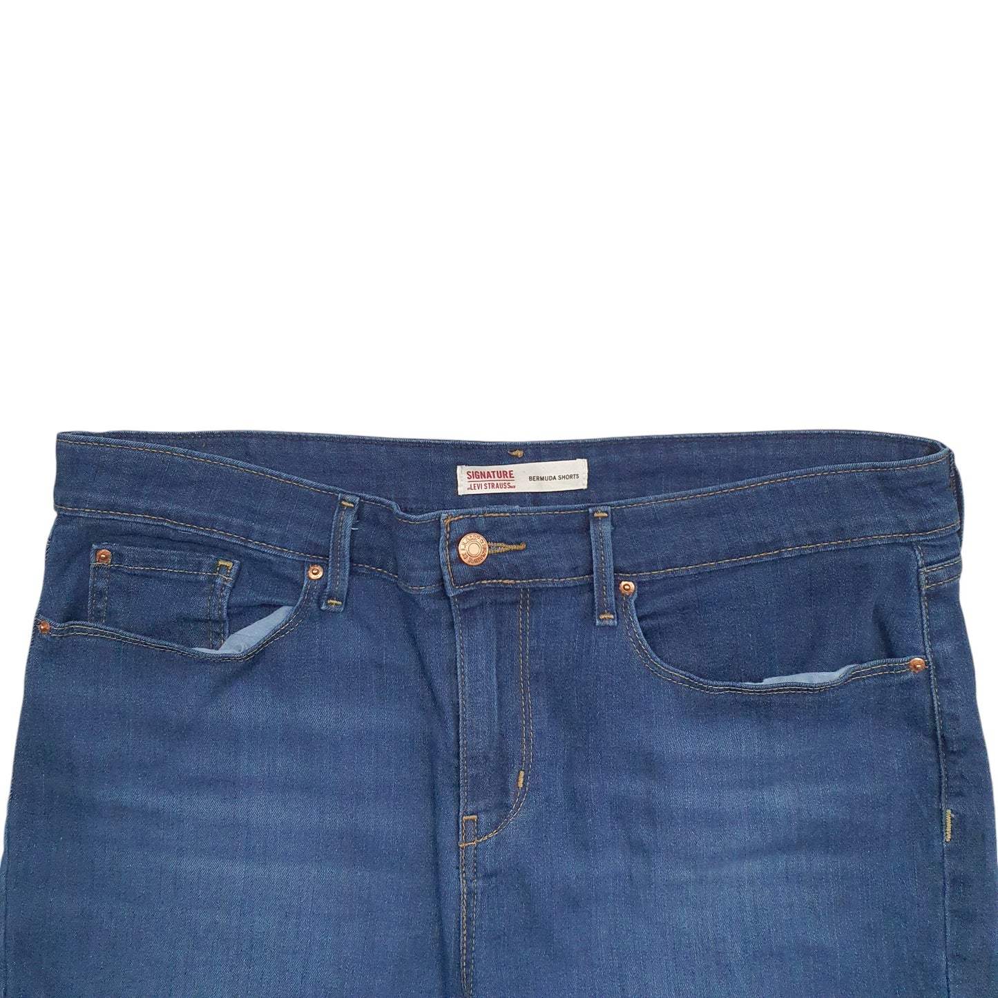 Womens Blue Levis Signature Bermuda Shorts Stretch Fit Denim Shorts