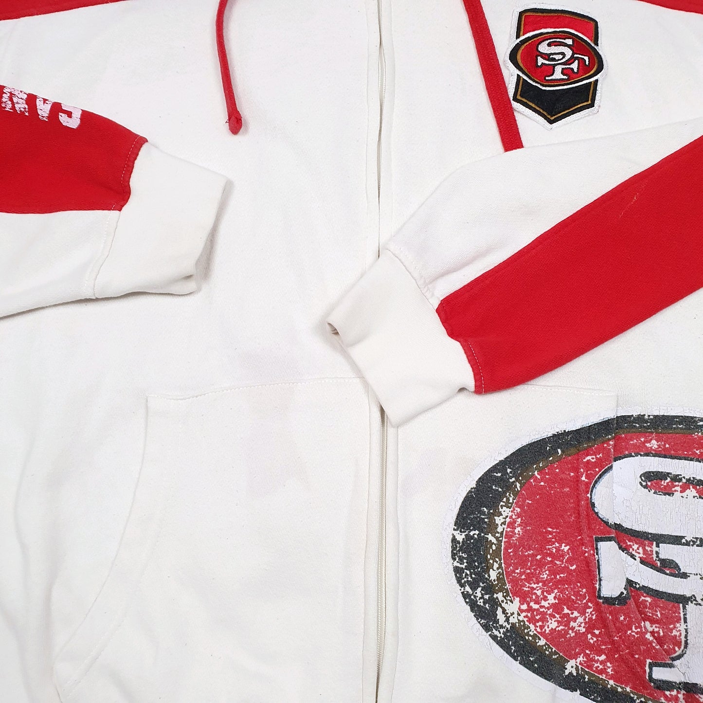 Mens White NFL Hoodie San Francisco 49ers Football USA Full Zip Jumper