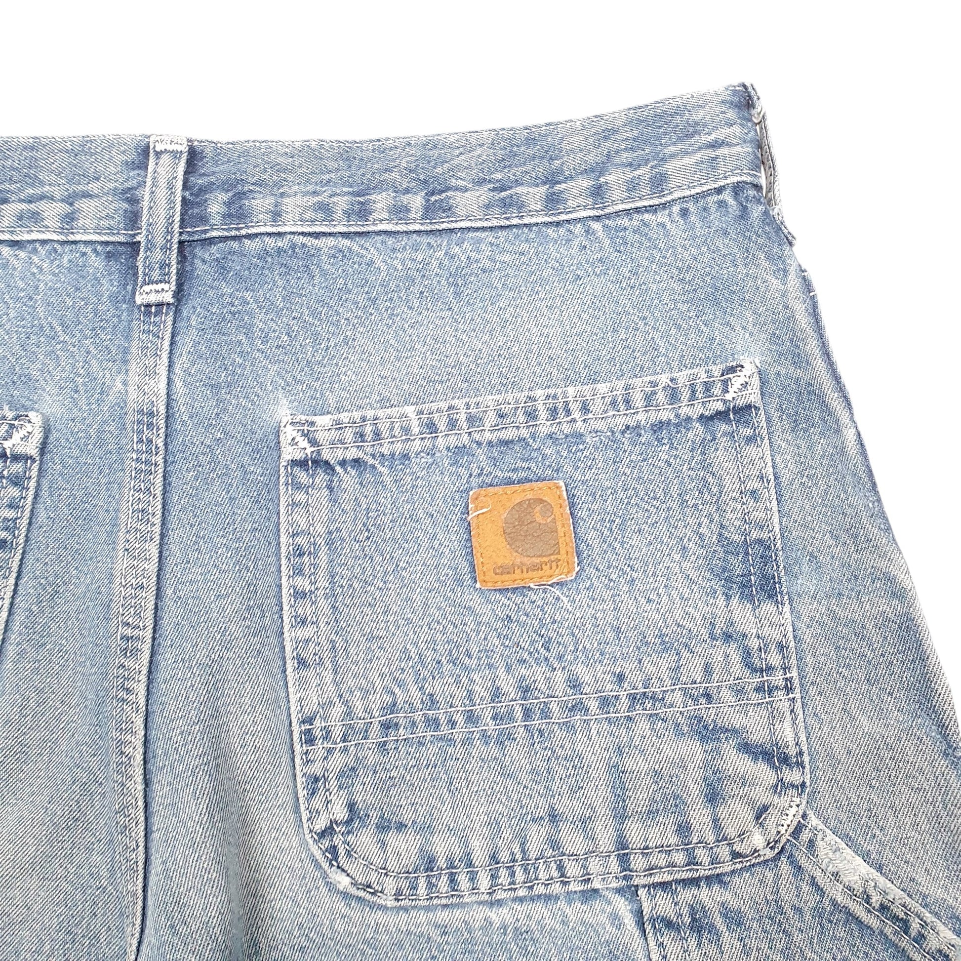 Mens Blue Carhartt Workwear Denim Jean Jort B28 Carpenter Shorts