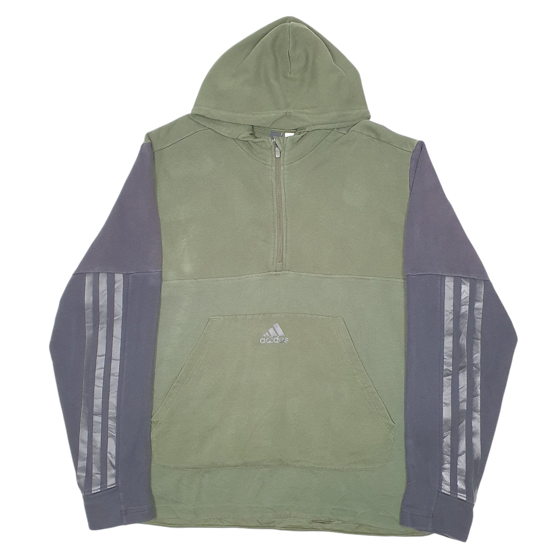 Mens Green Adidas Half Zip Hoodie Jumper