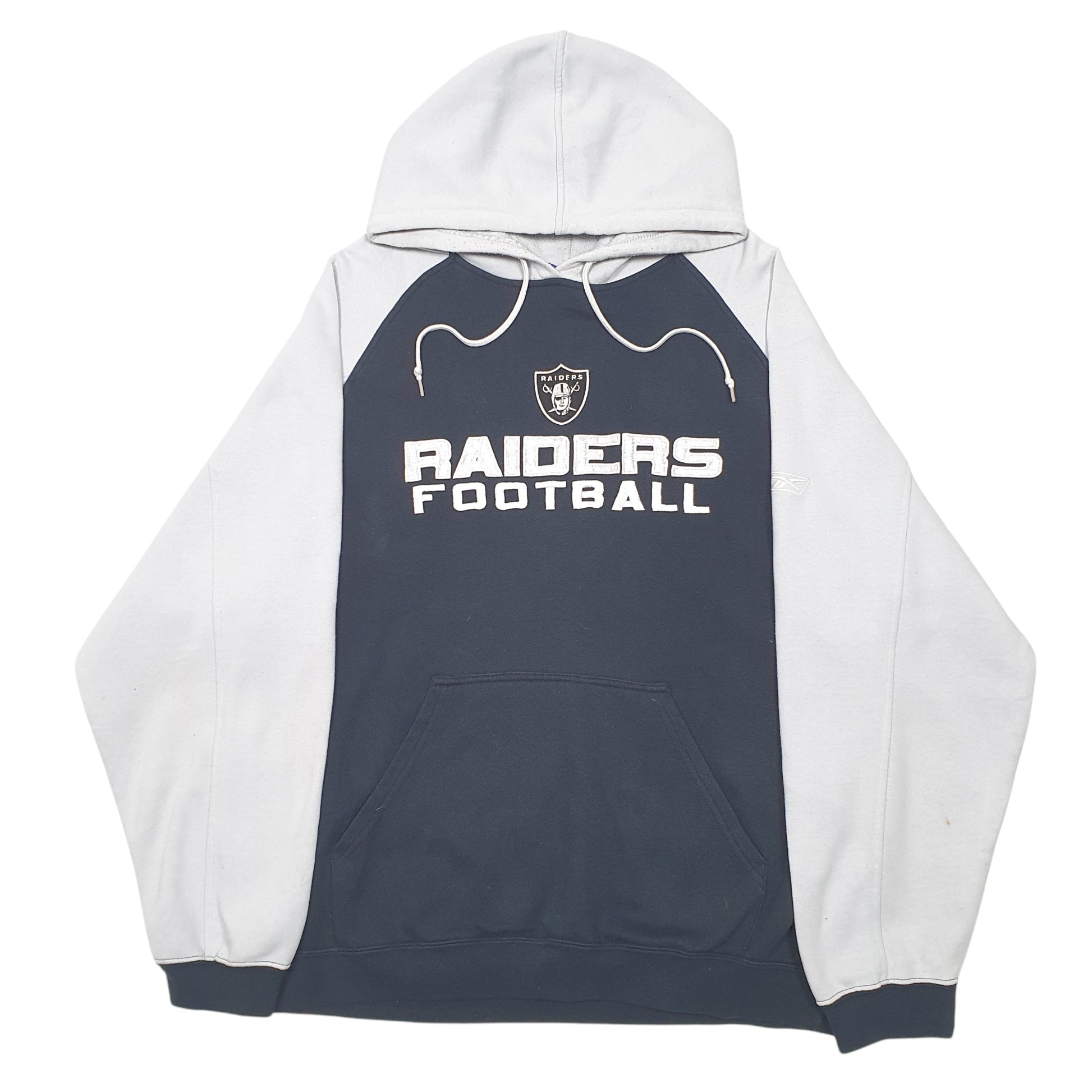 Mens Black Reebok NFL Raiders Football USA Spellout Hoodie Jumper