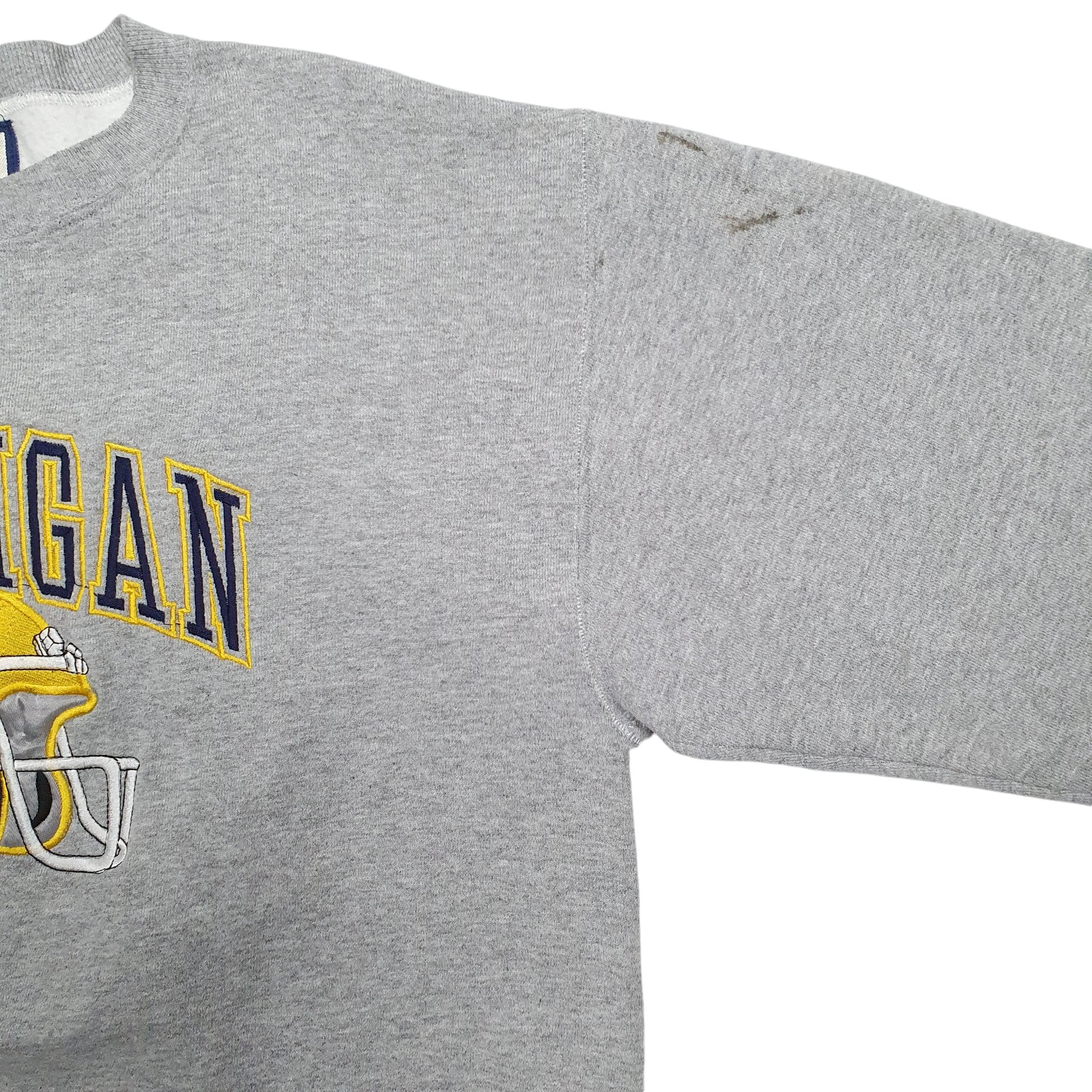 Mens Grey Boa Michigan Spellout Football Made In USA Crewneck Jumper