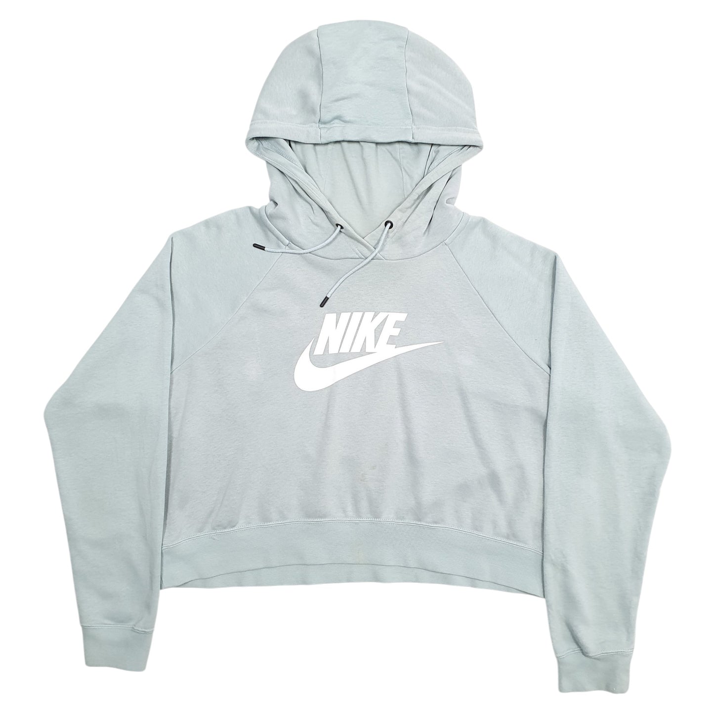 Womens Blue Nike Crop Top Spellout Hoodie Jumper