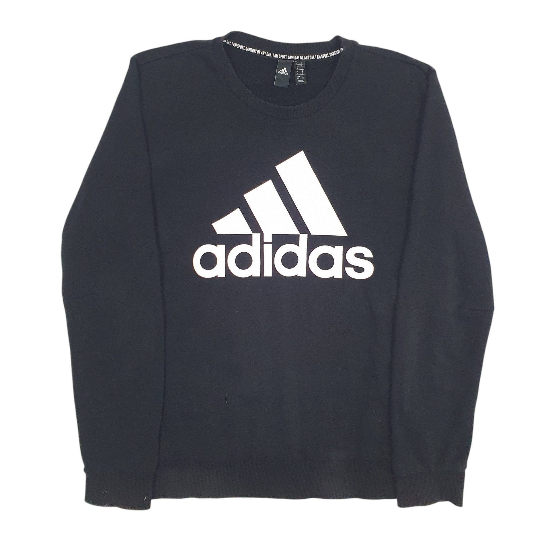 Mens Black Adidas Spellout Crewneck Jumper