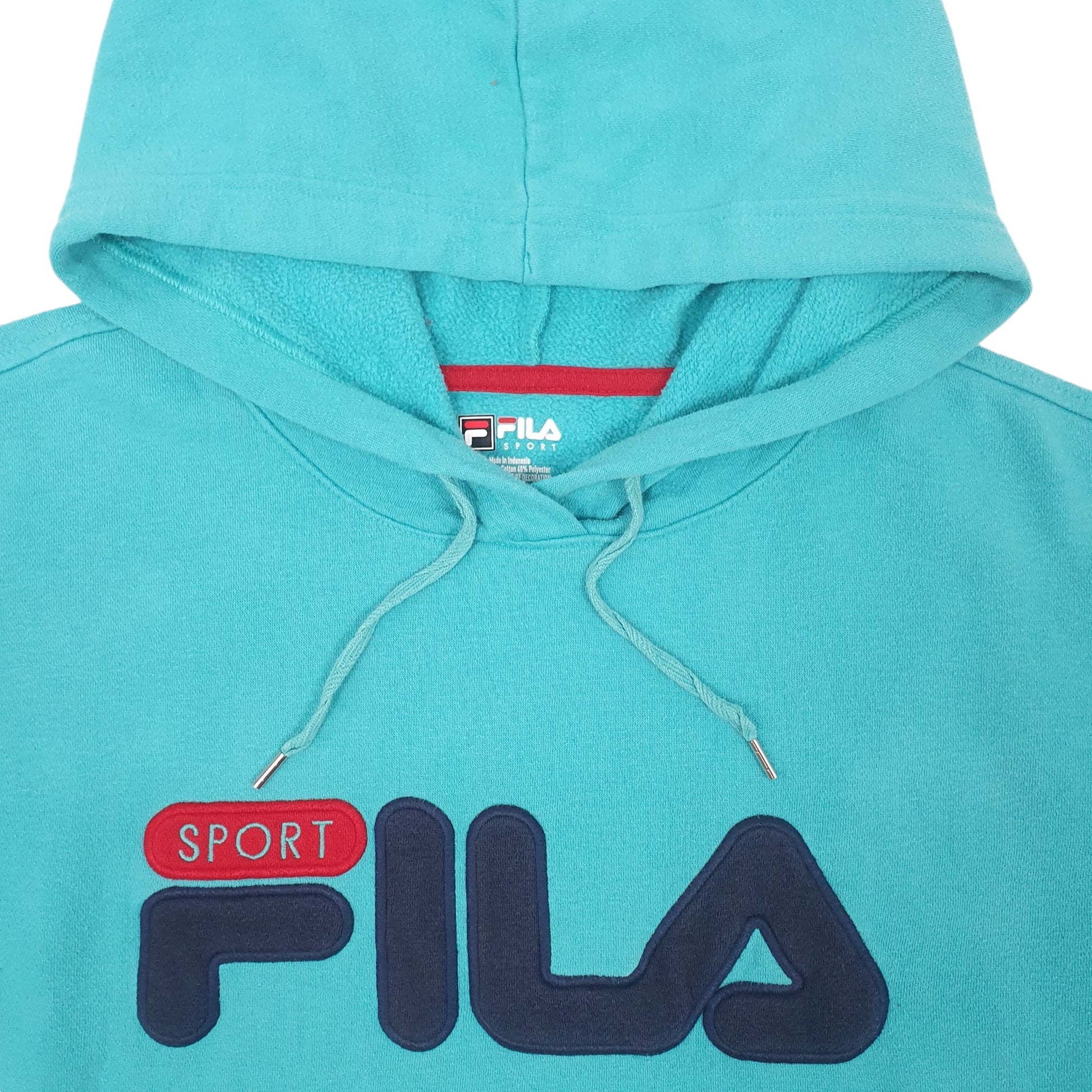 Womens Blue Fila Spellout Hoodie Jumper