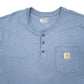 Mens Blue Carhartt Henley Short Sleeve T Shirt