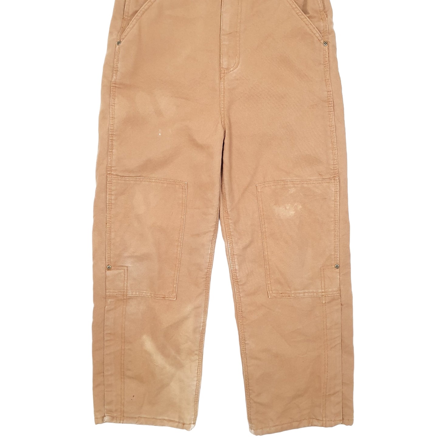 Womens Tan Carhartt Carpenter Double Knee Insulated Thermal Dungaree Trousers