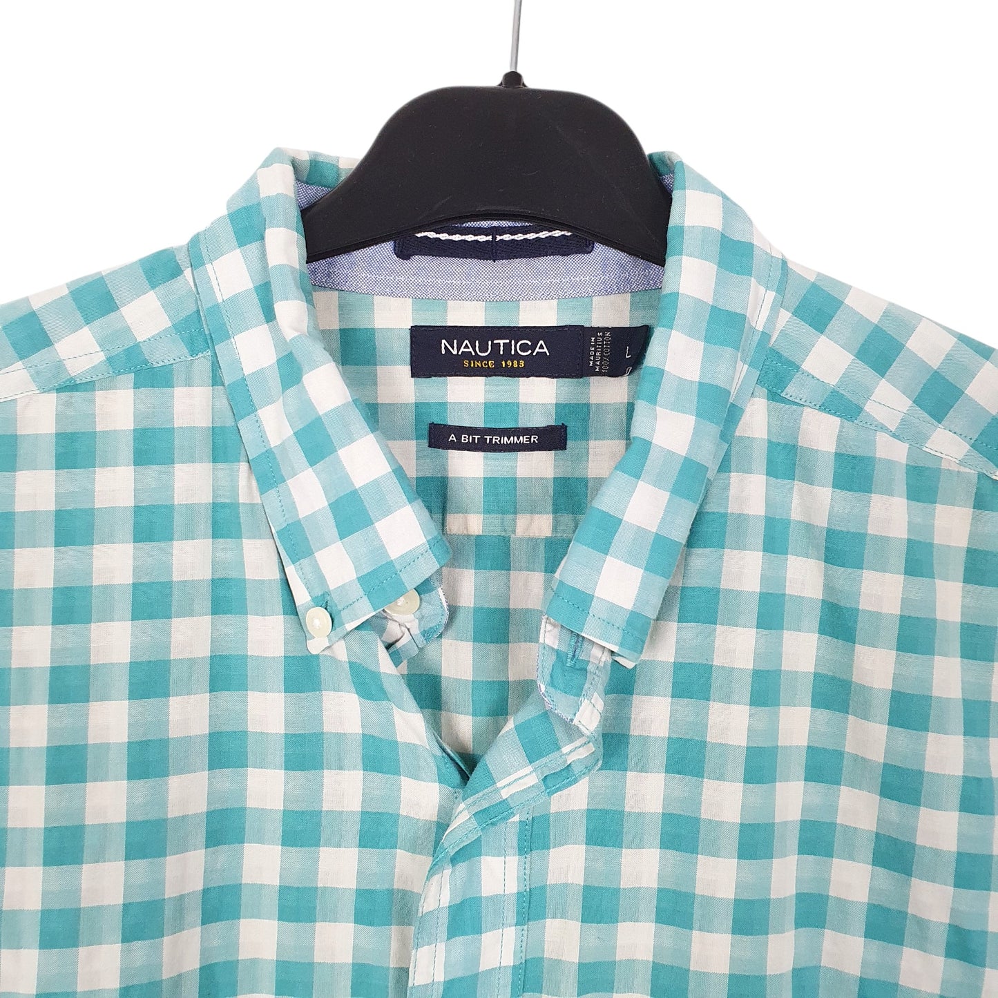 Mens Turquoise Nautica Bit Trimmer Long Sleeve Shirt