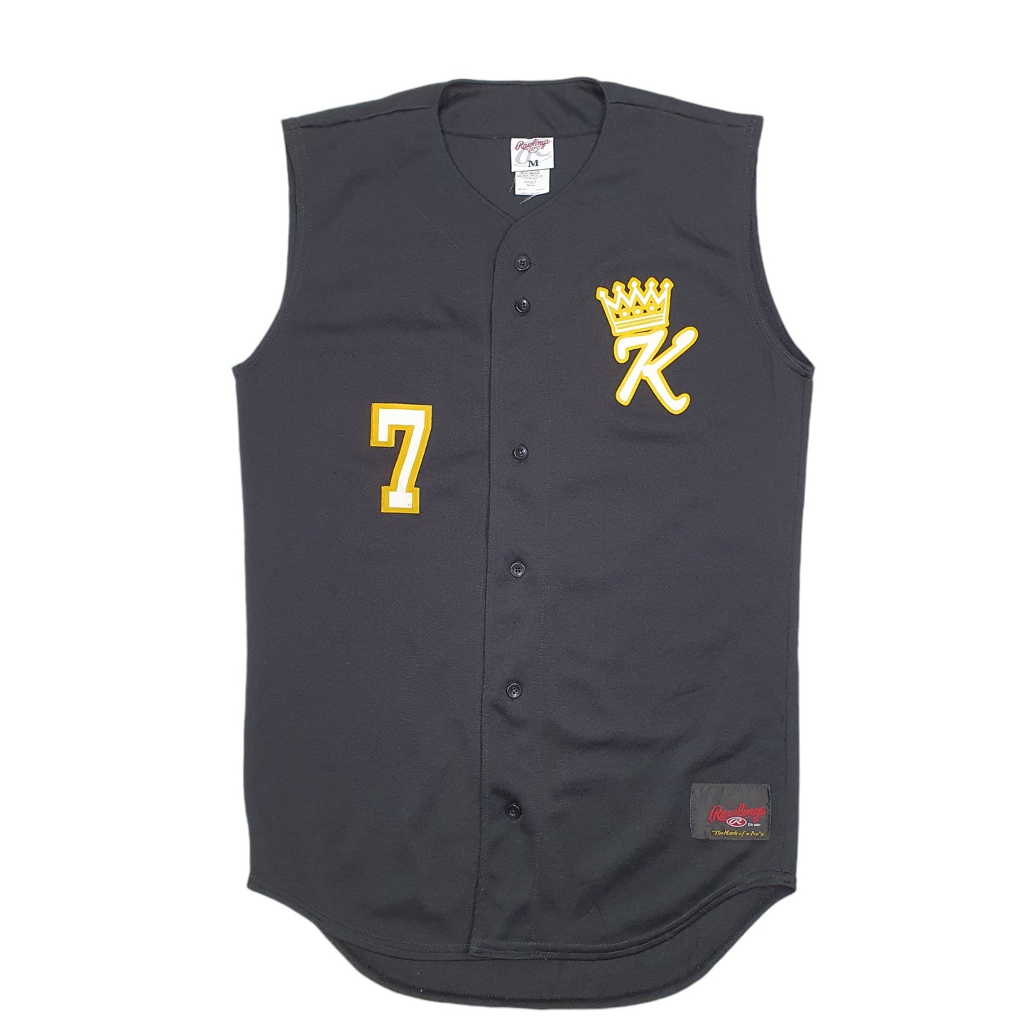 Mens Black Rawlings Sleeveless Baseball Jersey Khalifa 7 Short Sleeve T Shirt