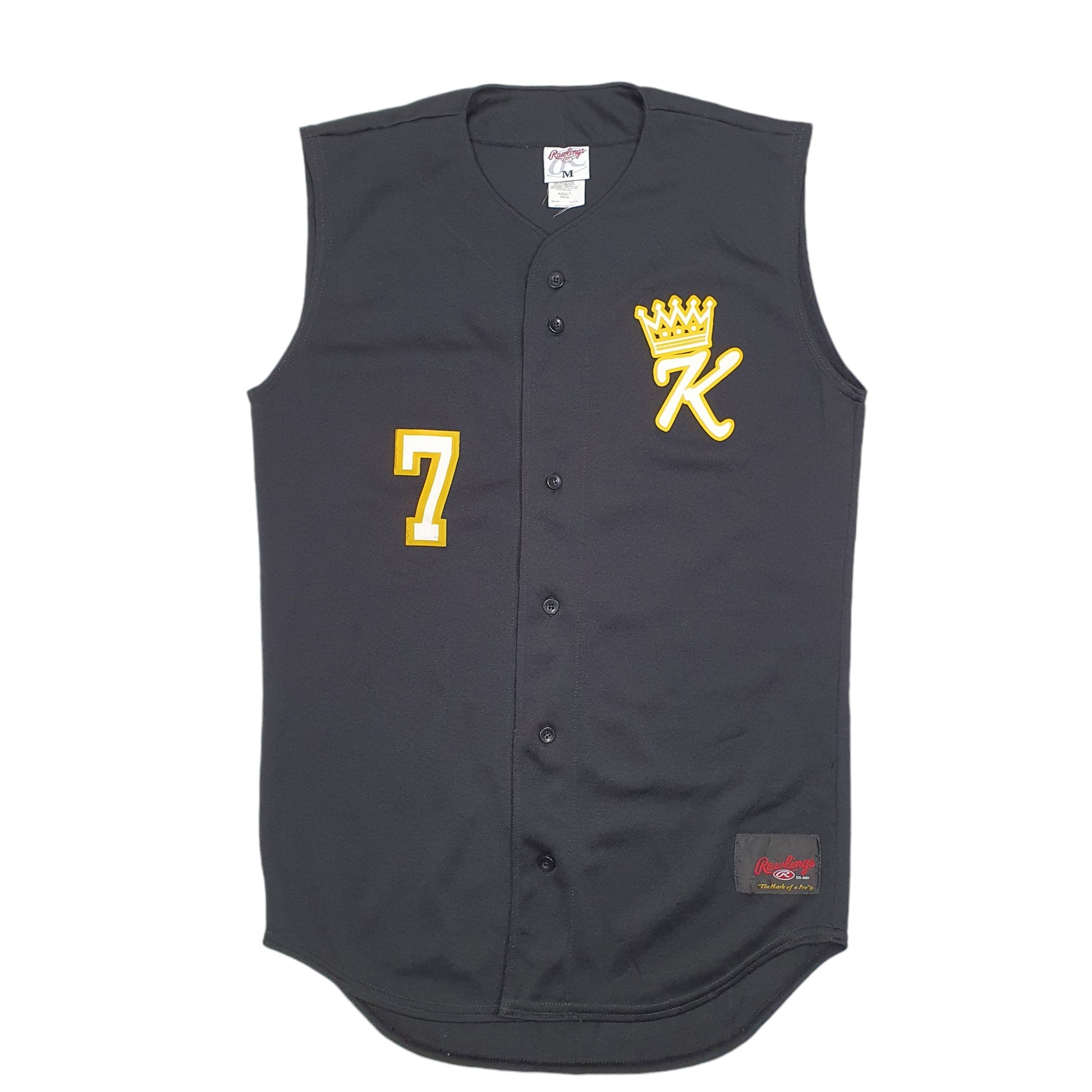 Mens Black Rawlings Sleeveless Baseball Jersey Khalifa 7 Short Sleeve T Shirt