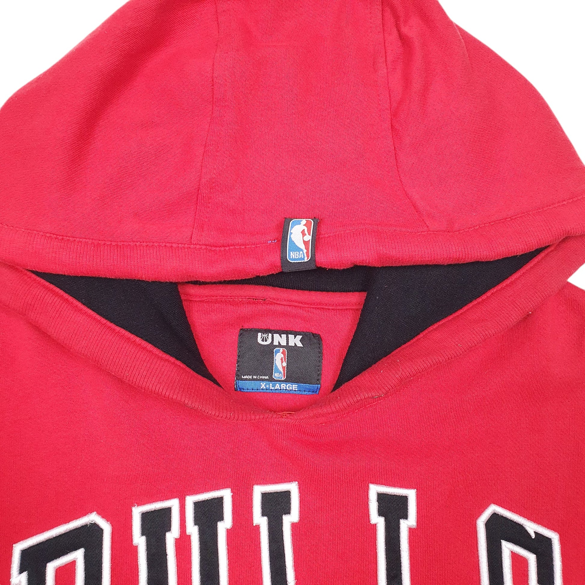 Mens Red UNK NBA Chicago Bulls Basketball USA Spellout Hoodie Jumper