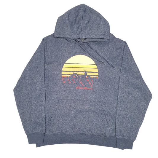 Mens Grey Eddie Bauer Mountains Outdoors Hoodie Jumper