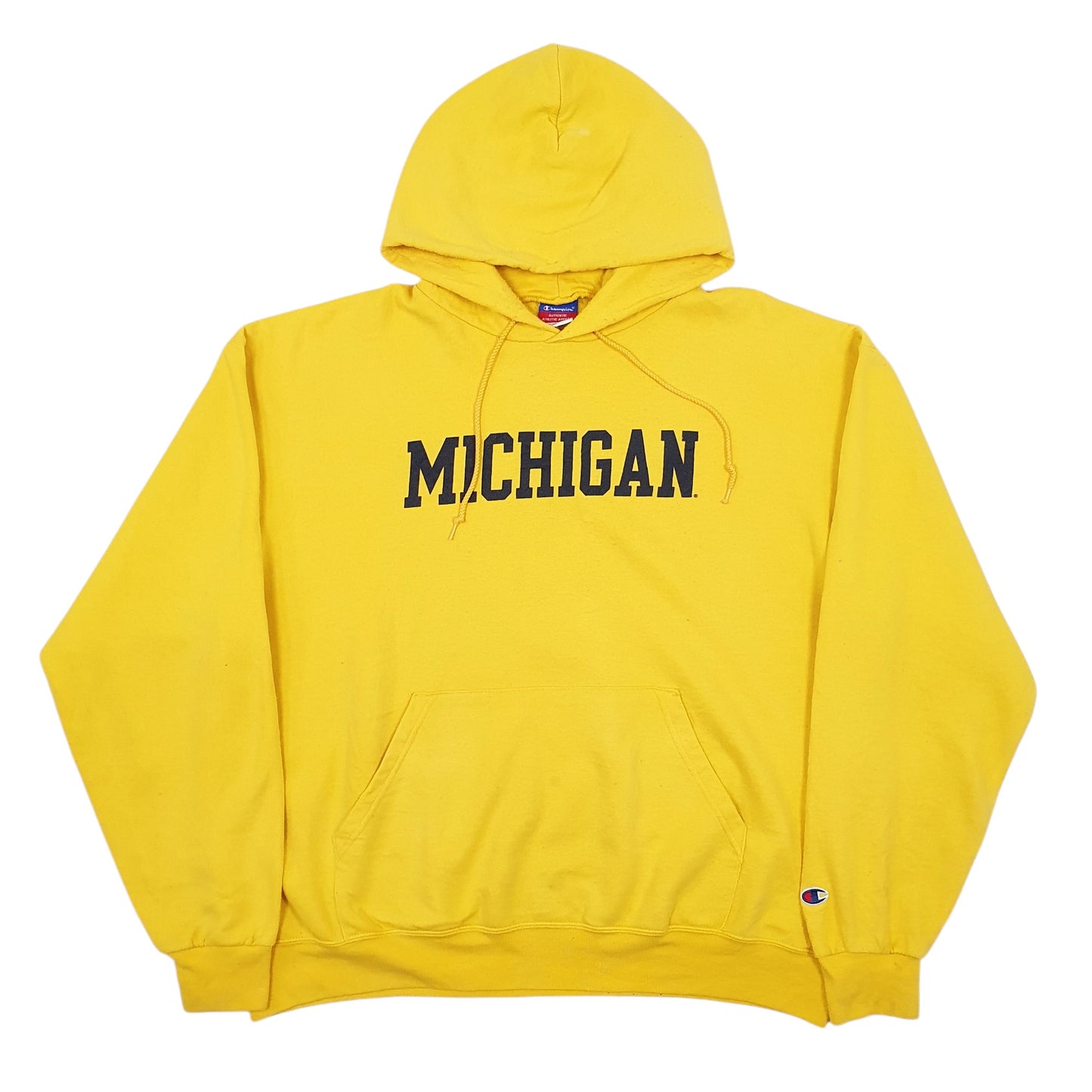 Mens Yellow Champion Michigan Hoodie Jumper