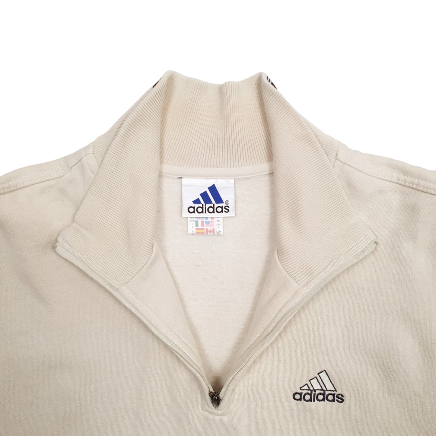 Mens Cream Adidas  Quarter Zip Jumper