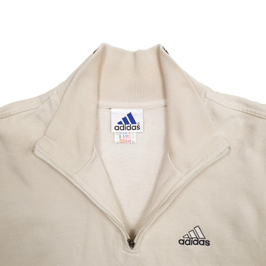 Mens Cream Adidas  Quarter Zip Jumper