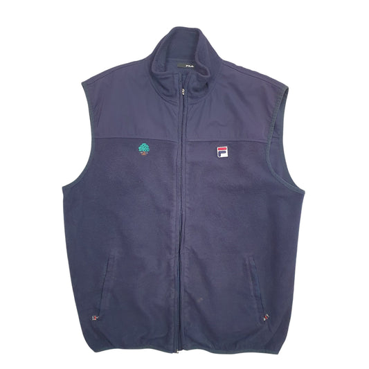 Mens Navy Fila Crewneck Coat