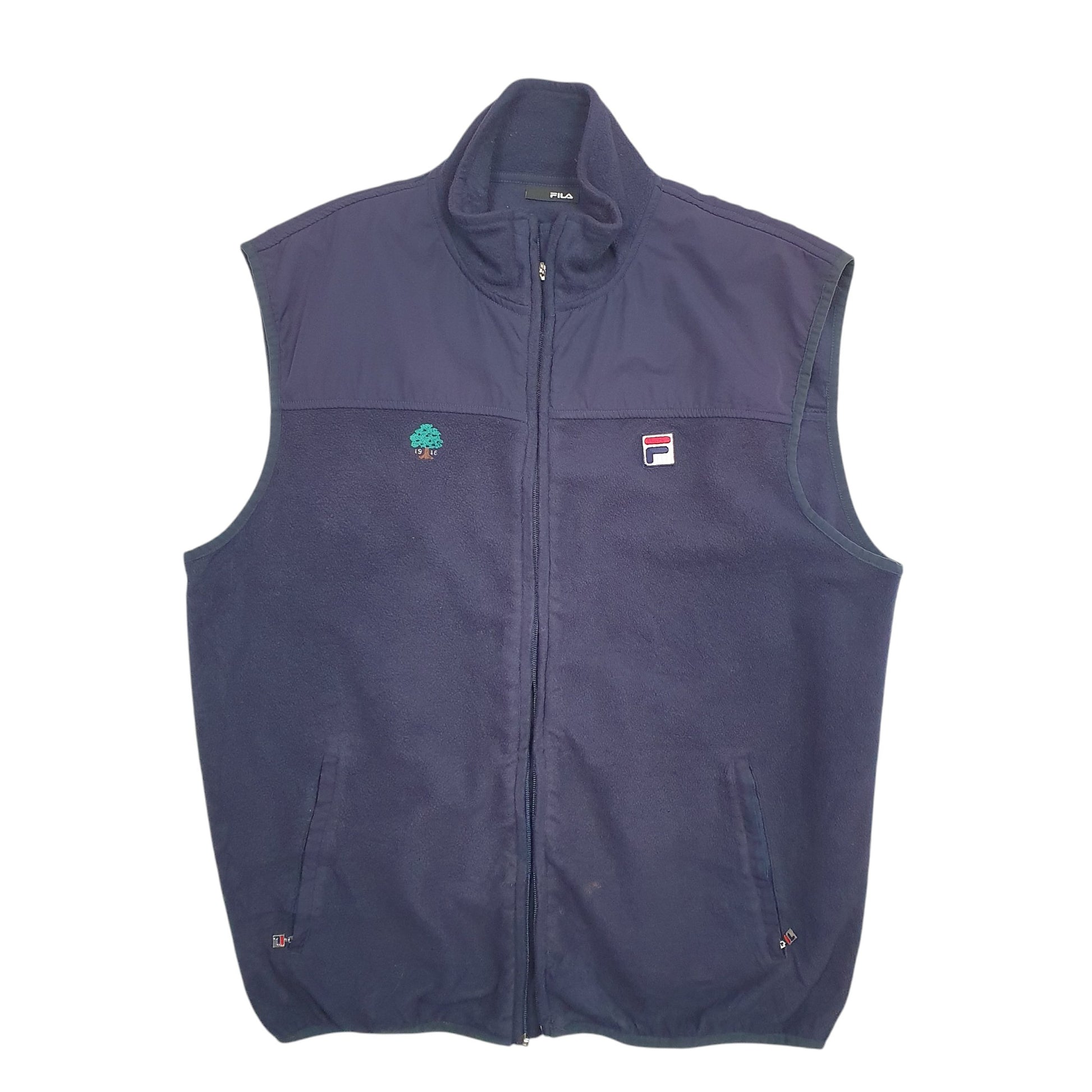 Mens Navy Fila  Crewneck Coat