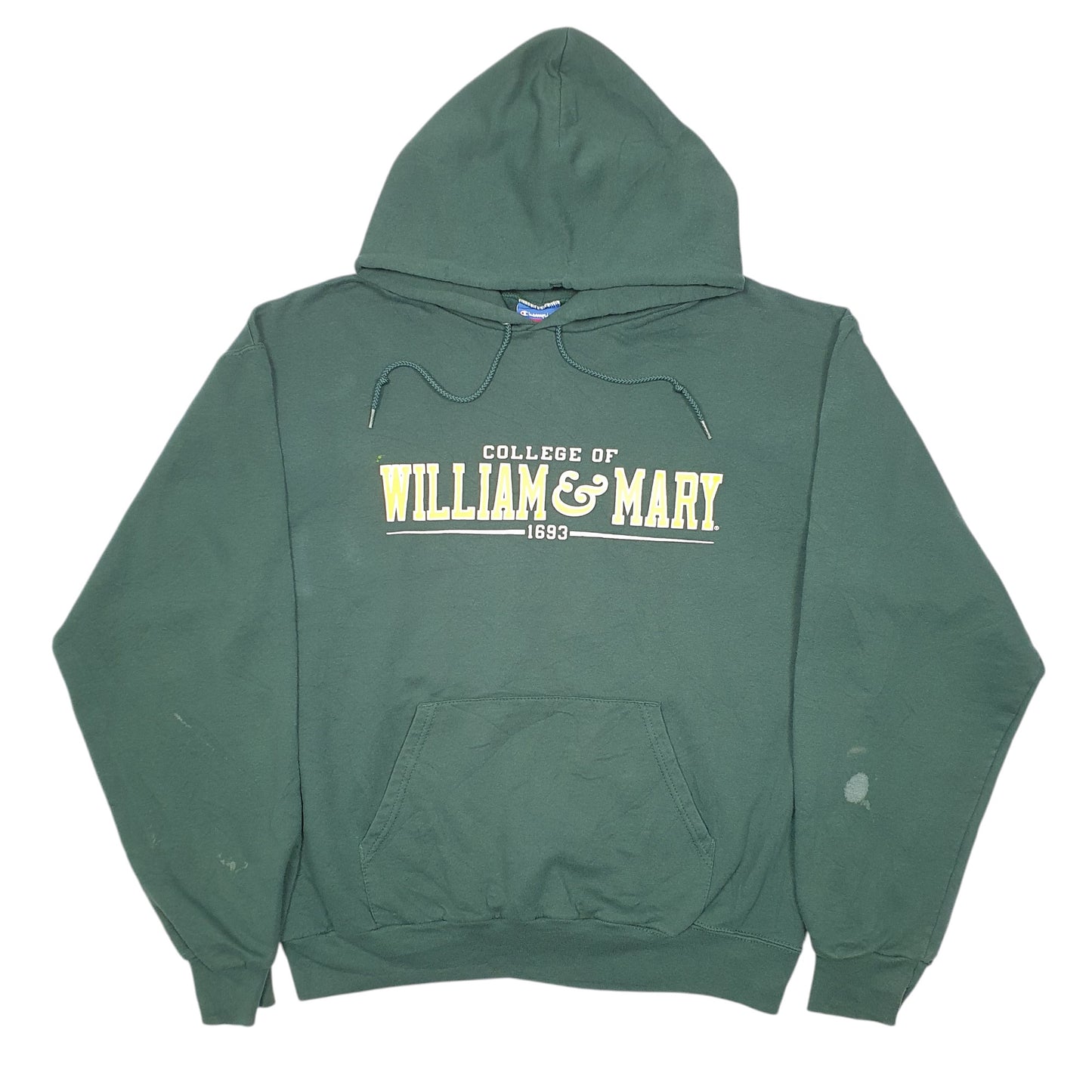 Mens Green Champion College Of William & Mary USA Spellout Hoodie Jumper
