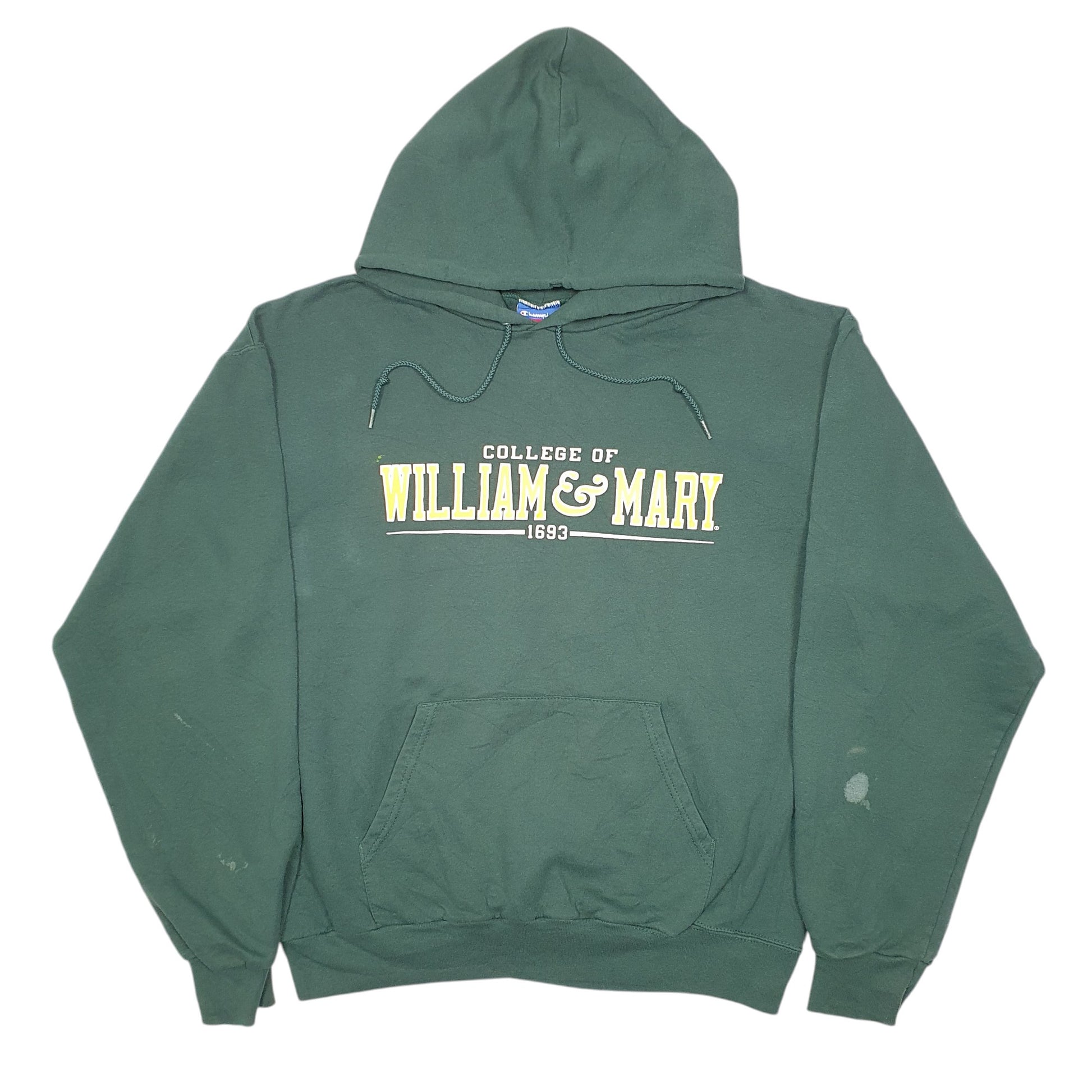 Mens Green Champion College Of William & Mary USA Spellout Hoodie Jumper